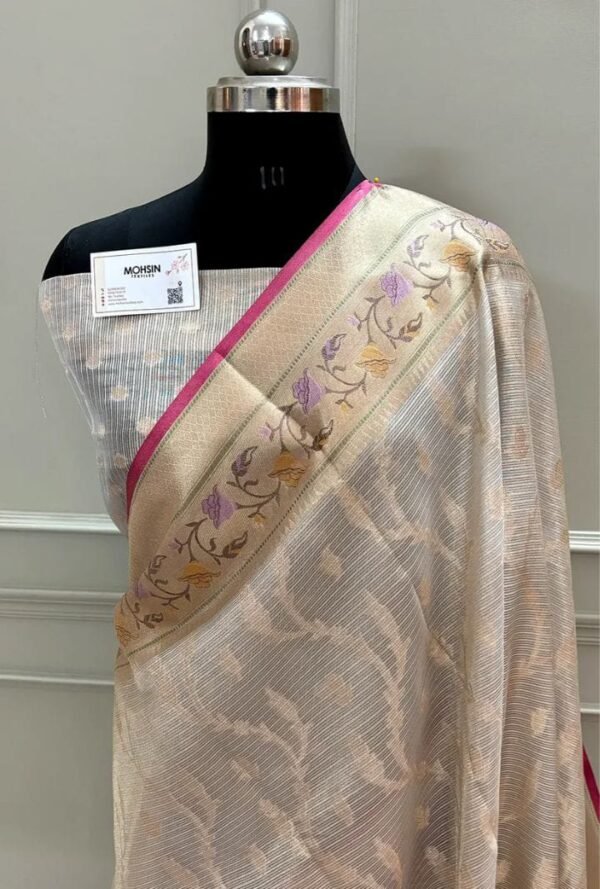 Waterzari Georgette Cream Saree