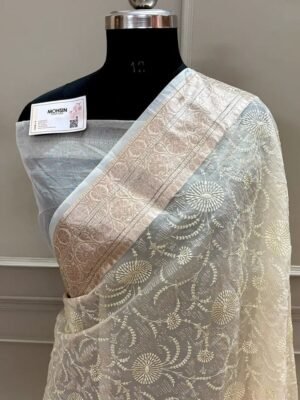Water Zari with Embroydory Net