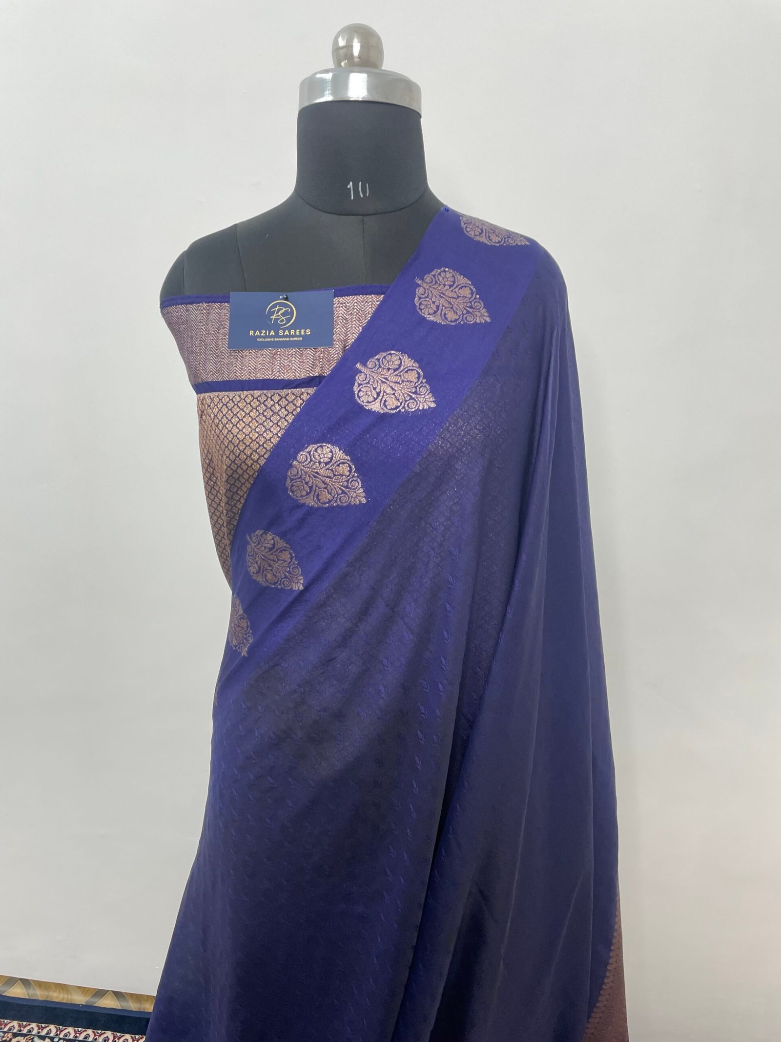 Navy Blue Semi Georgette Silk Saree - Image 2