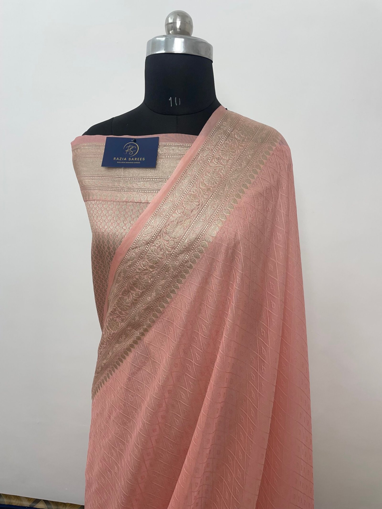 Peach Semi Georgette Silk Saree - Image 2