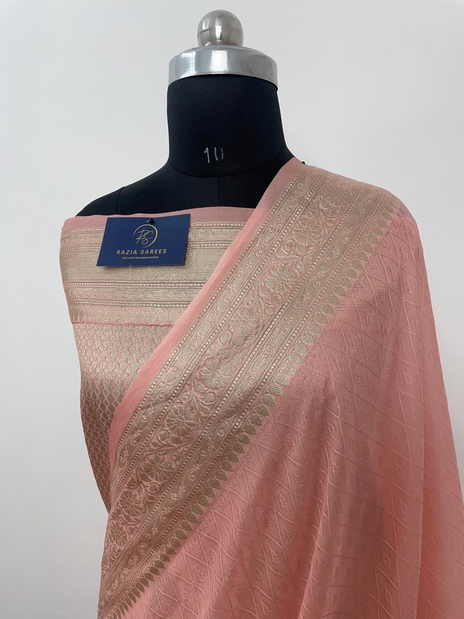 Peach Semi Georgette Silk Saree