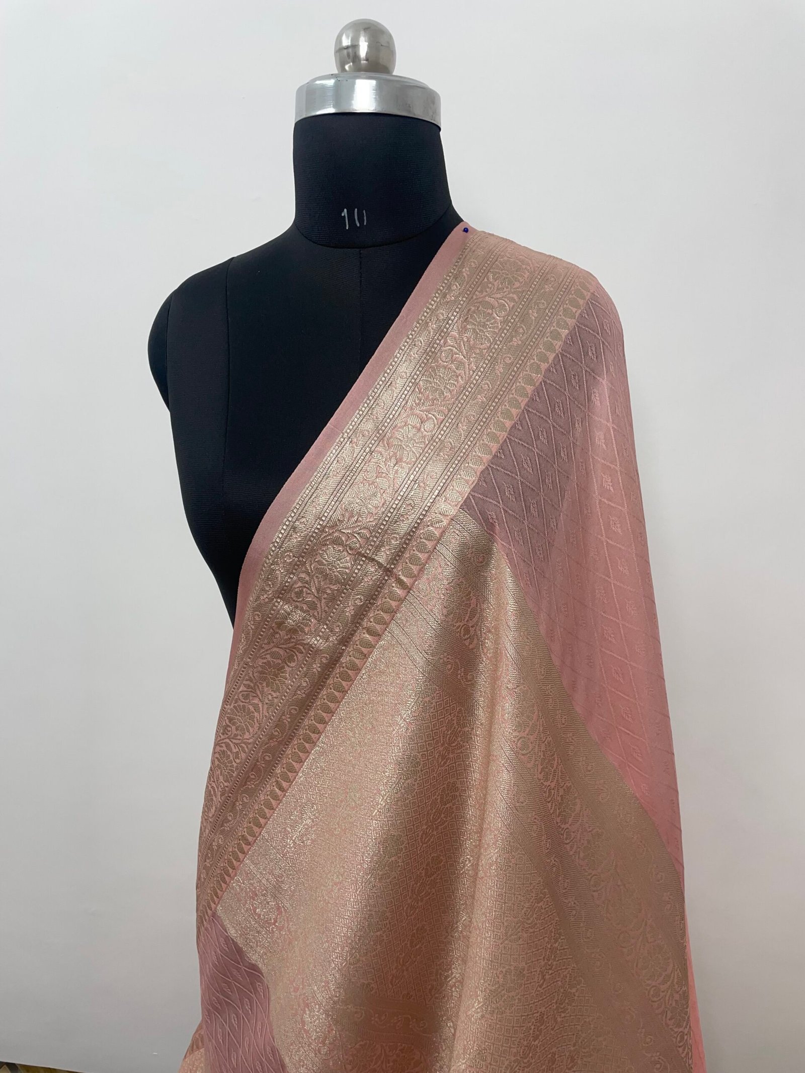 Peach Semi Georgette Silk Saree - Image 3