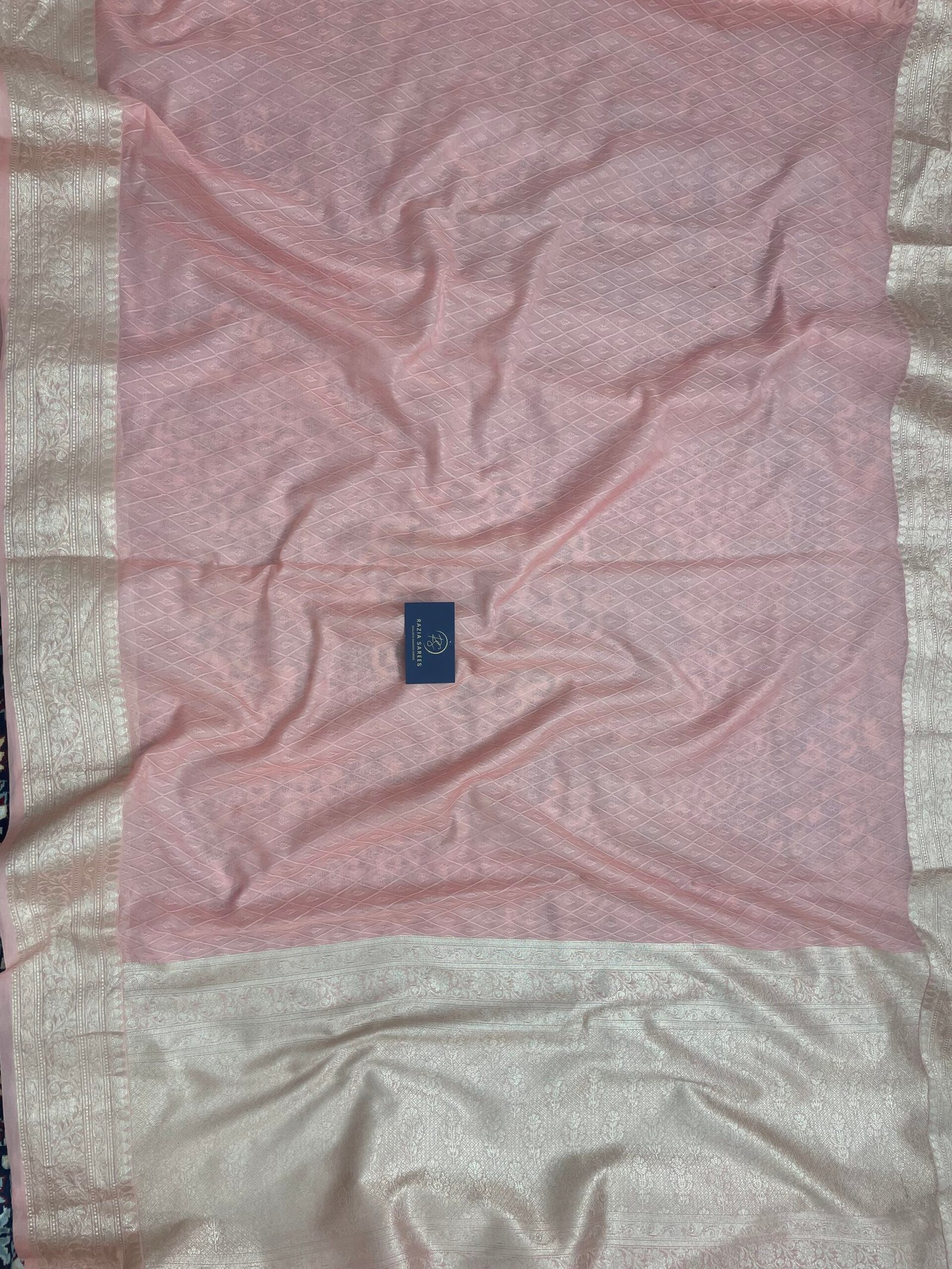 Peach Semi Georgette Silk Saree - Image 4