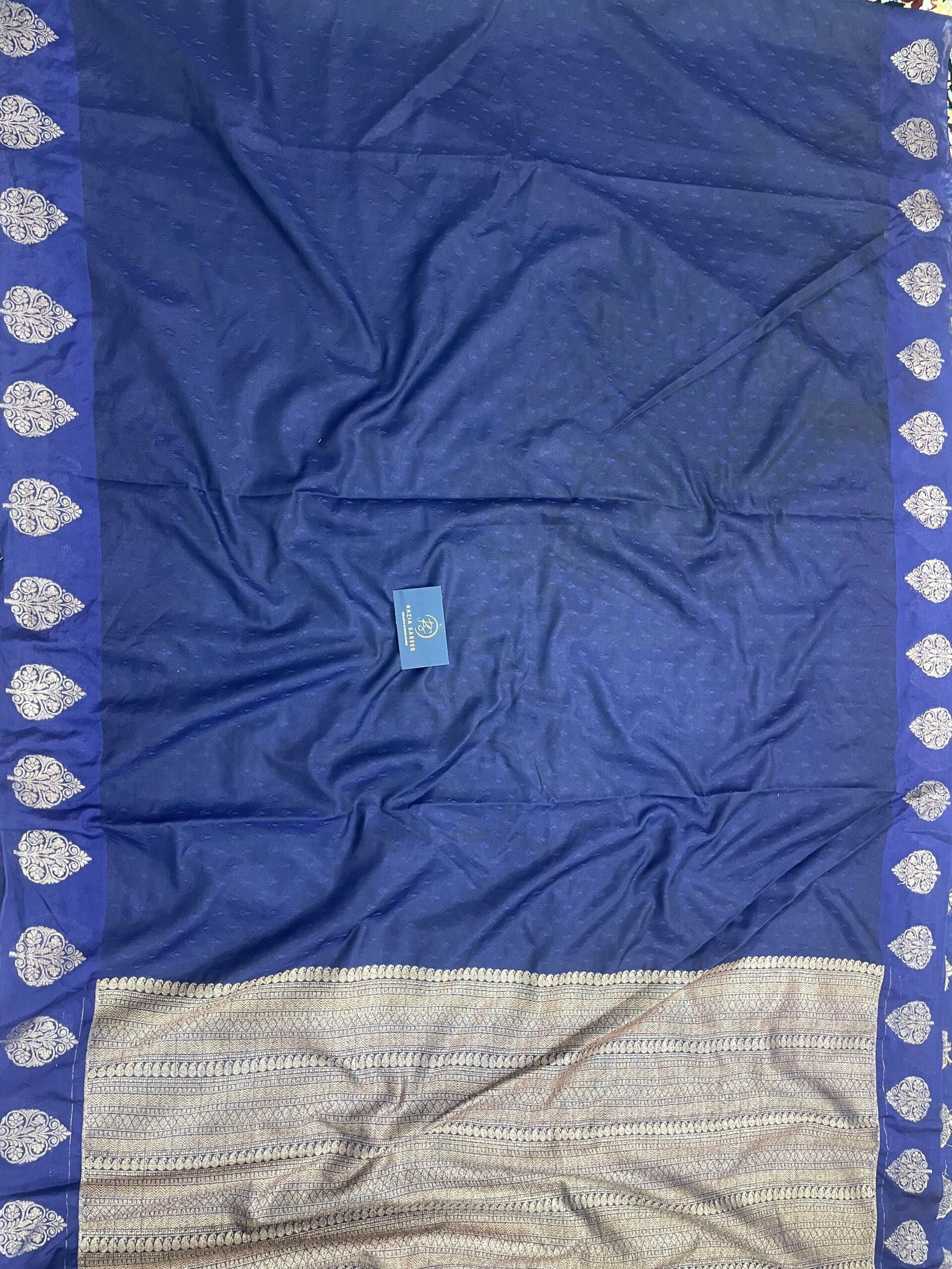 Navy Blue Semi Georgette Silk Saree - Image 4