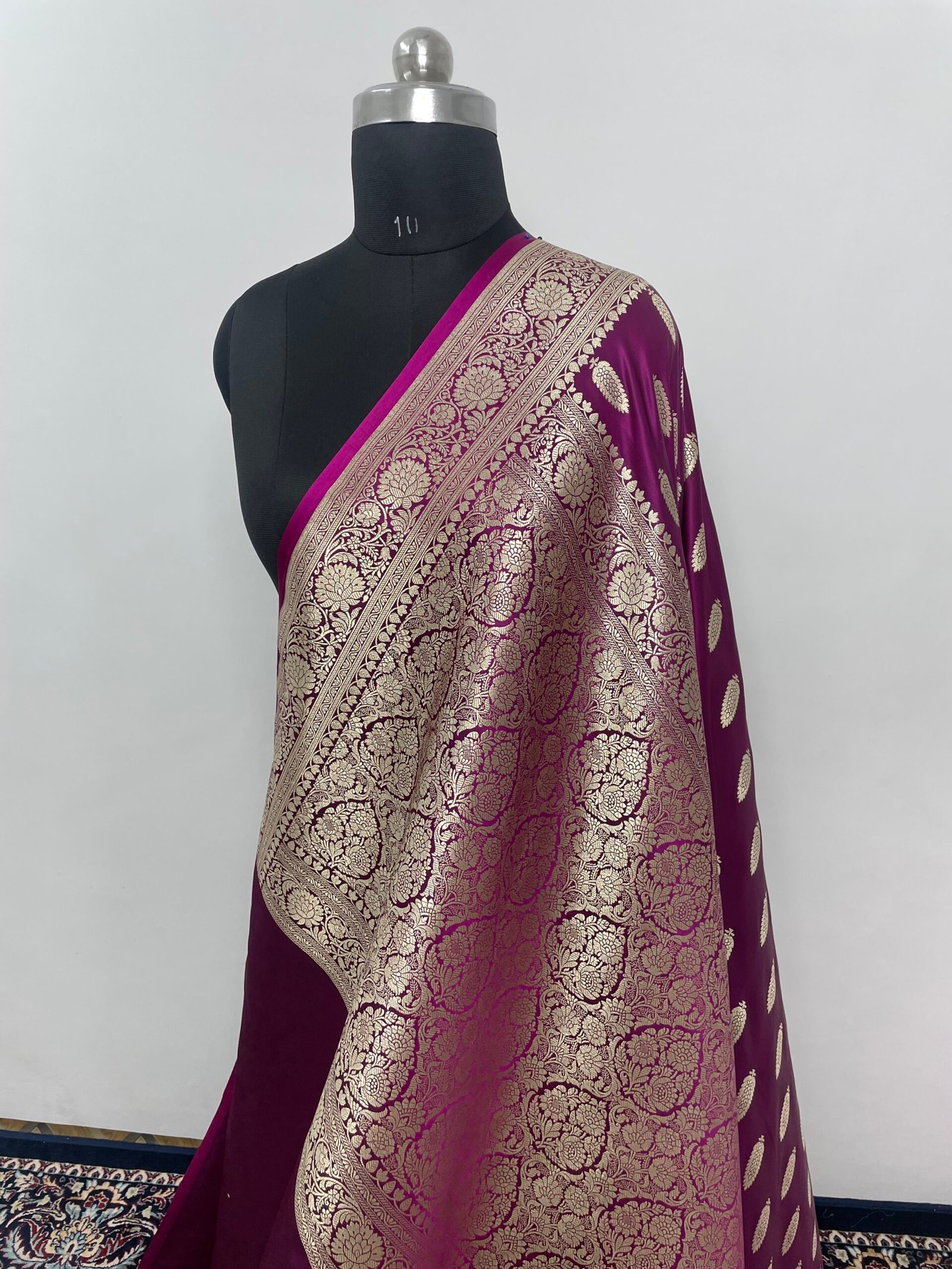 Purple Boota Mashru Katan Silk Saree - Image 3