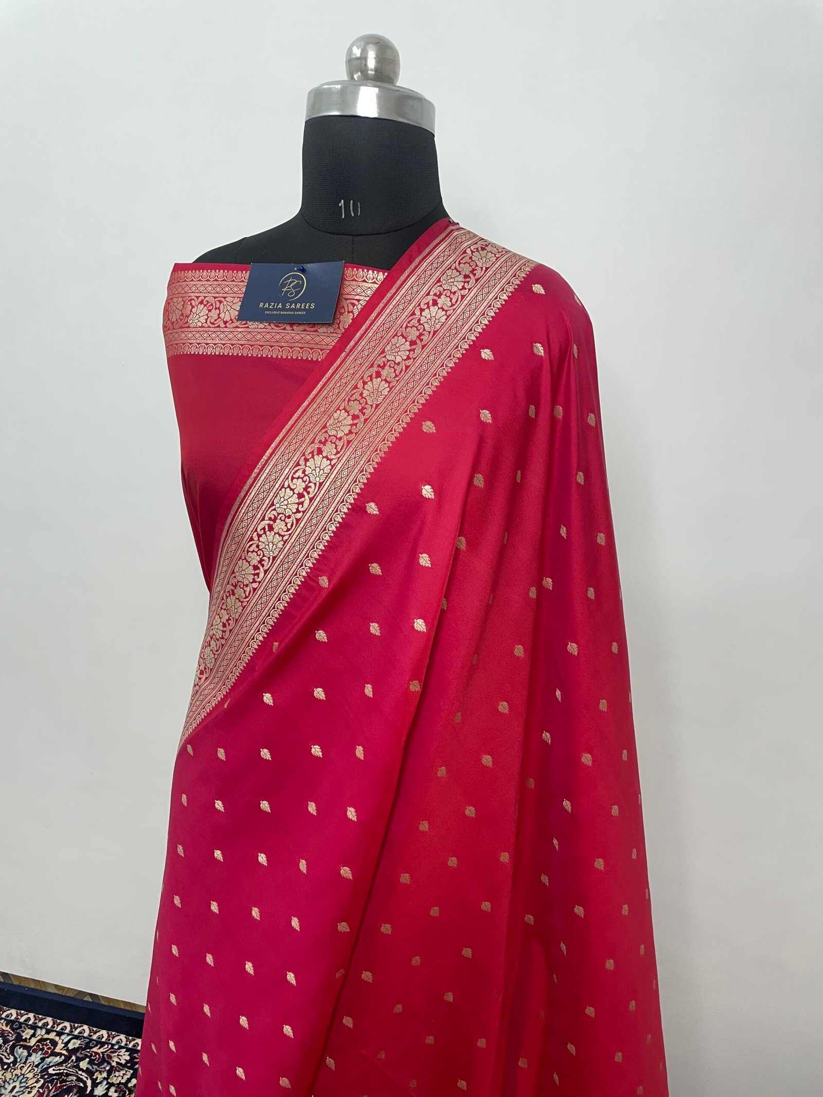 Strawberry Booti Premium Katan Silk Saree - Image 2