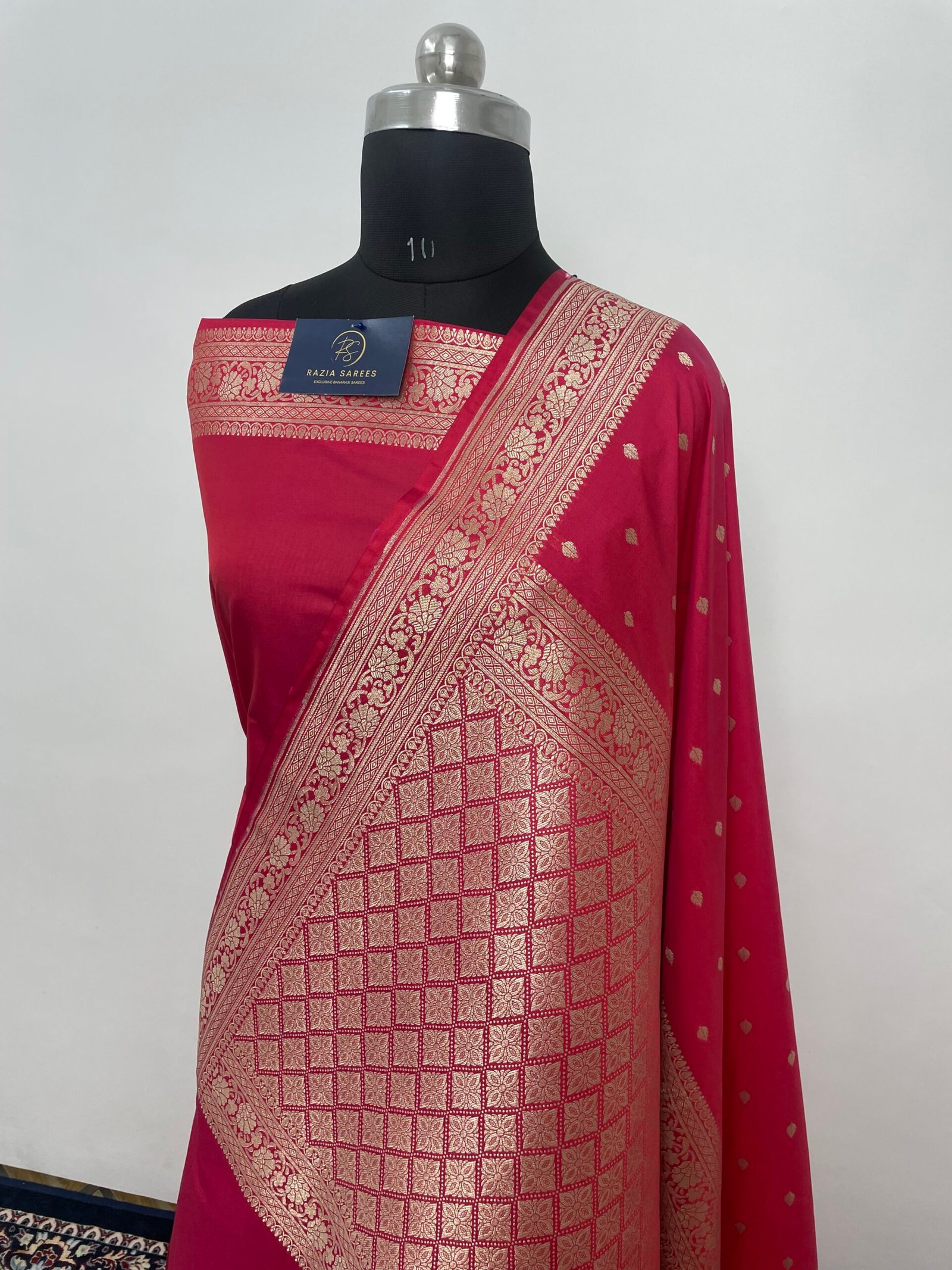 Strawberry Booti Premium Katan Silk Saree - Image 3