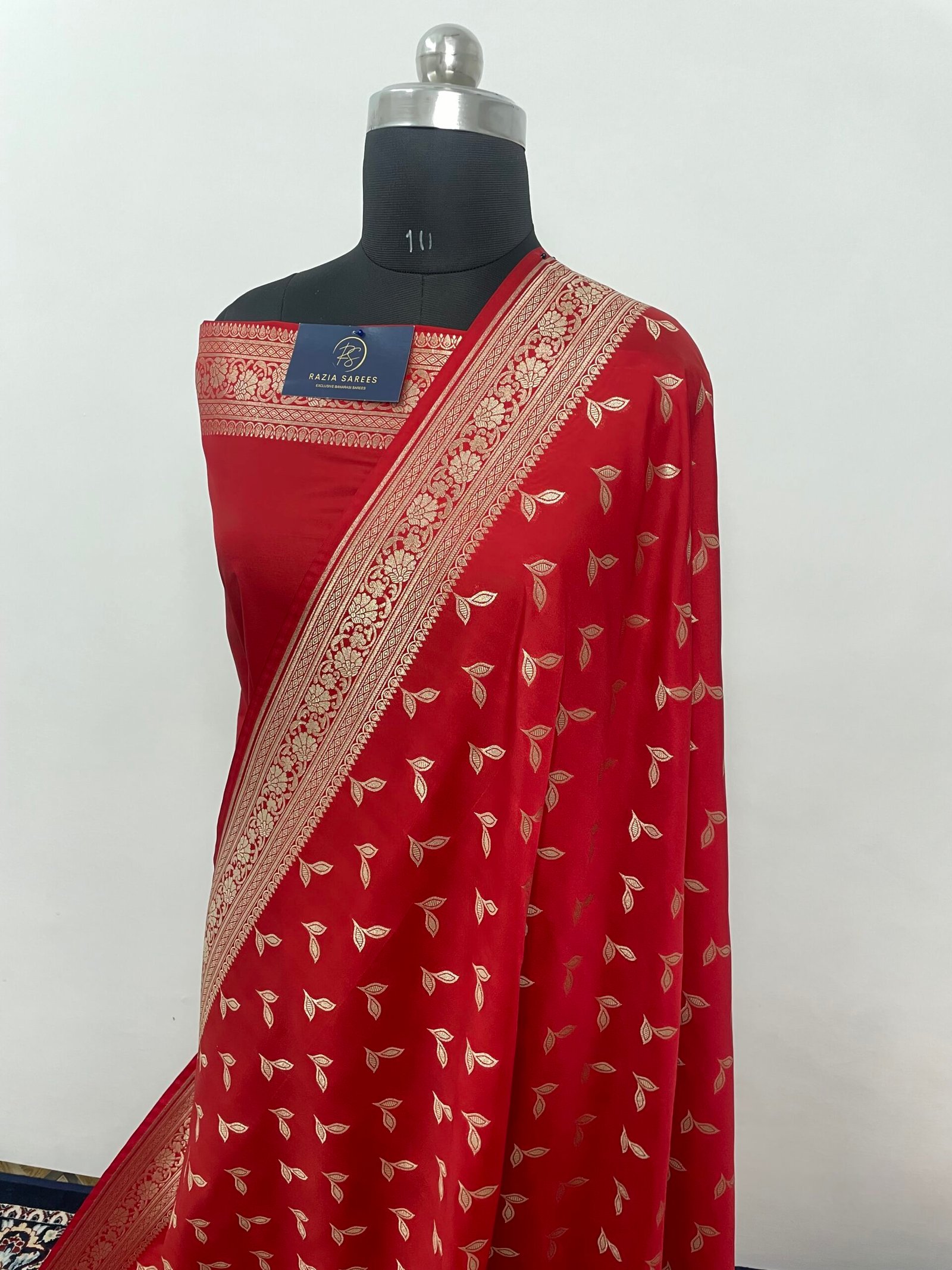Red Booti Premium Katan Silk Saree - Image 2