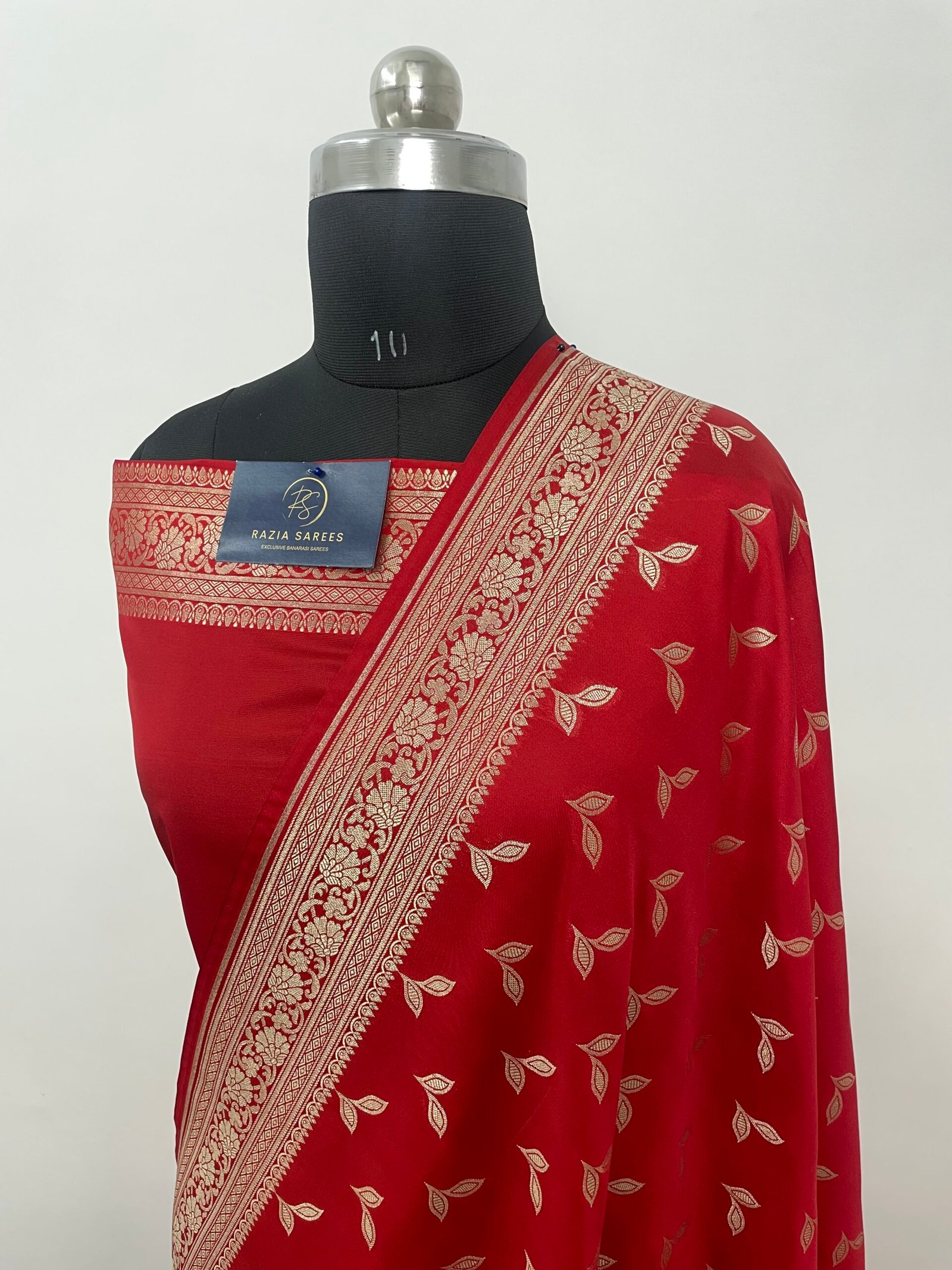 Red Booti Premium Katan Silk Saree