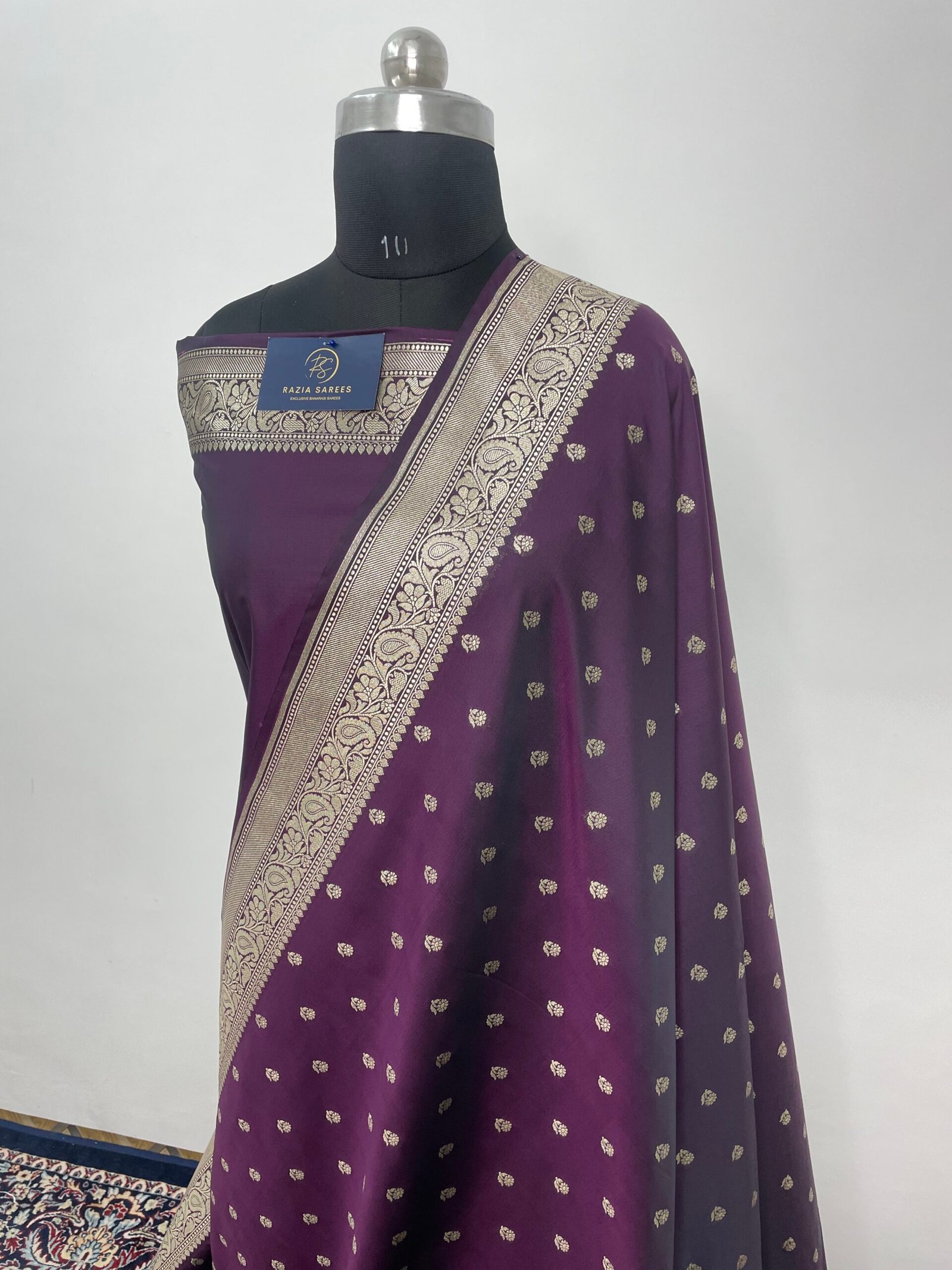 Purple Booti Premium Katan Silk Saree - Image 2