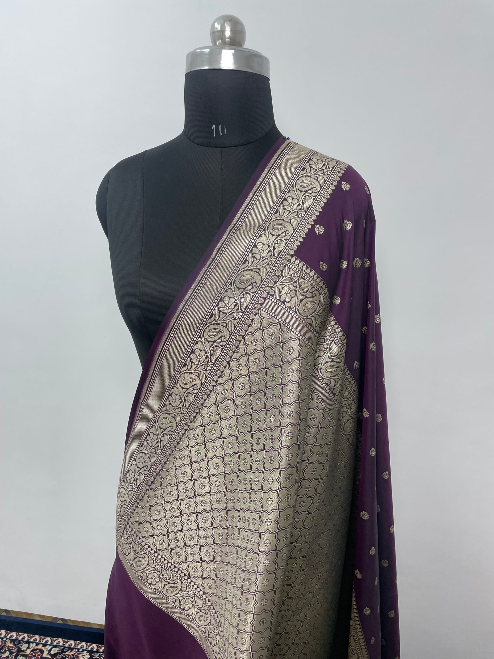 Purple Booti Premium Katan Silk Saree - Image 3