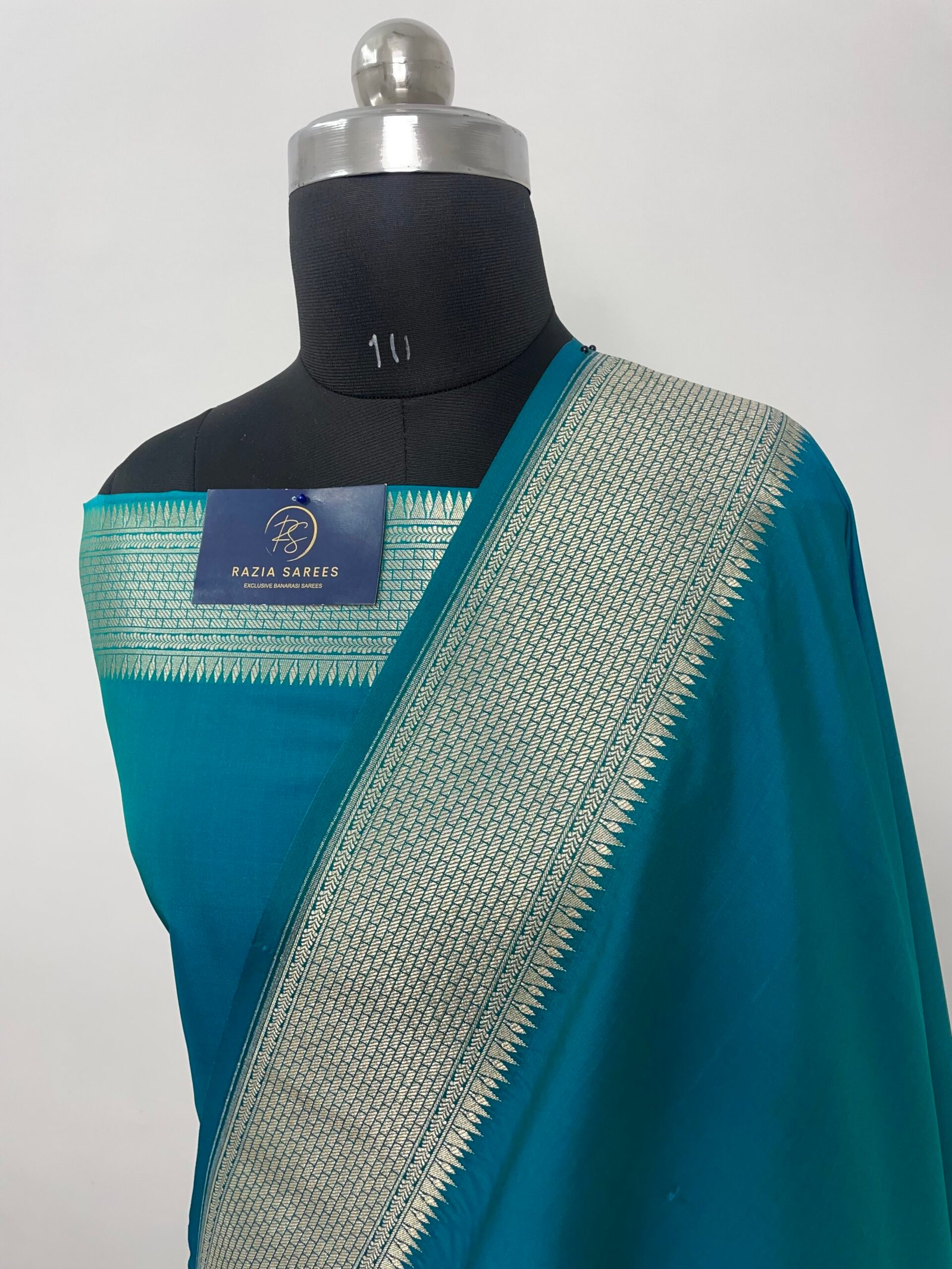 Peacock Blue Plain Premium Katan Silk Saree