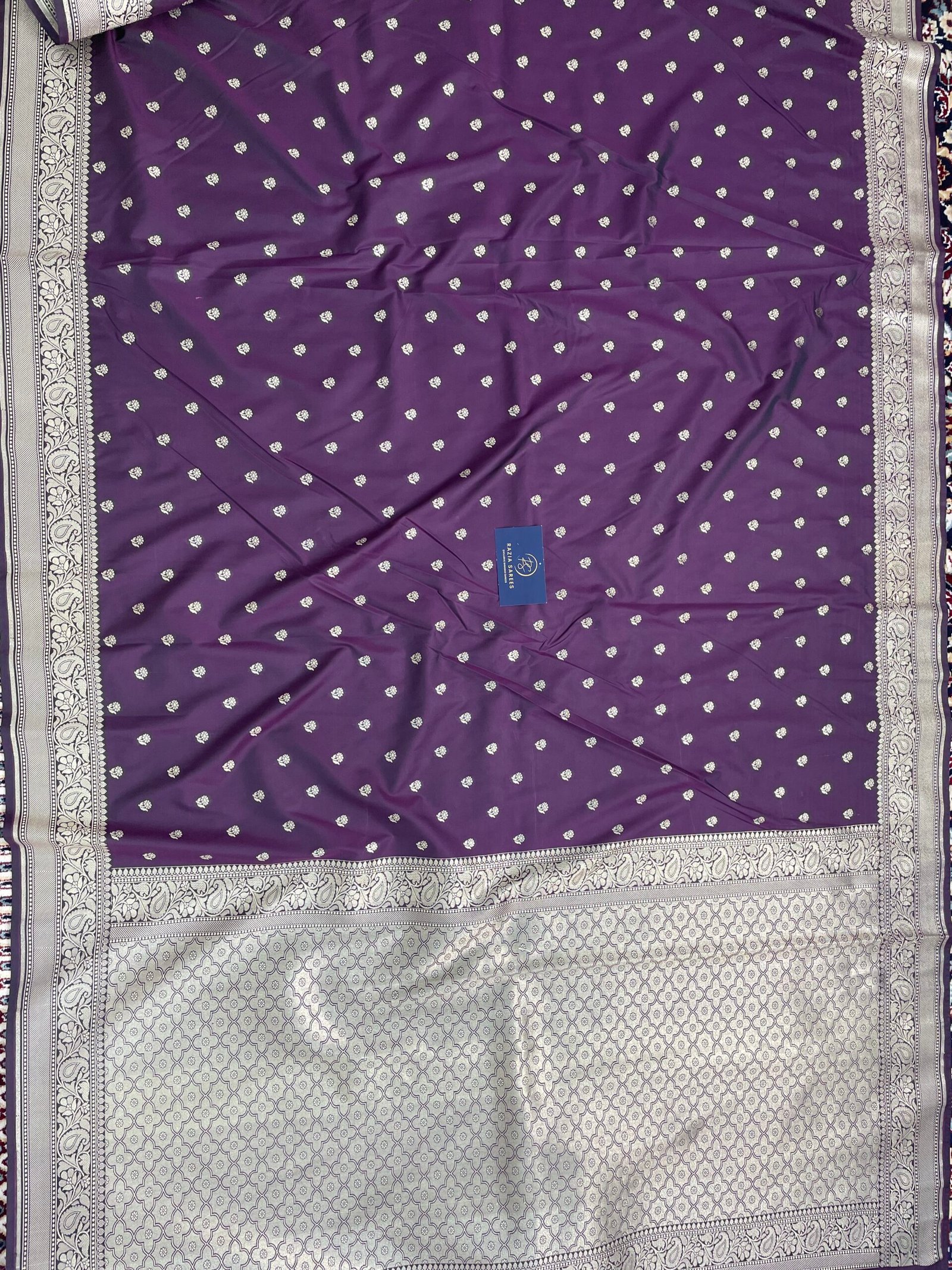 Purple Booti Premium Katan Silk Saree - Image 4