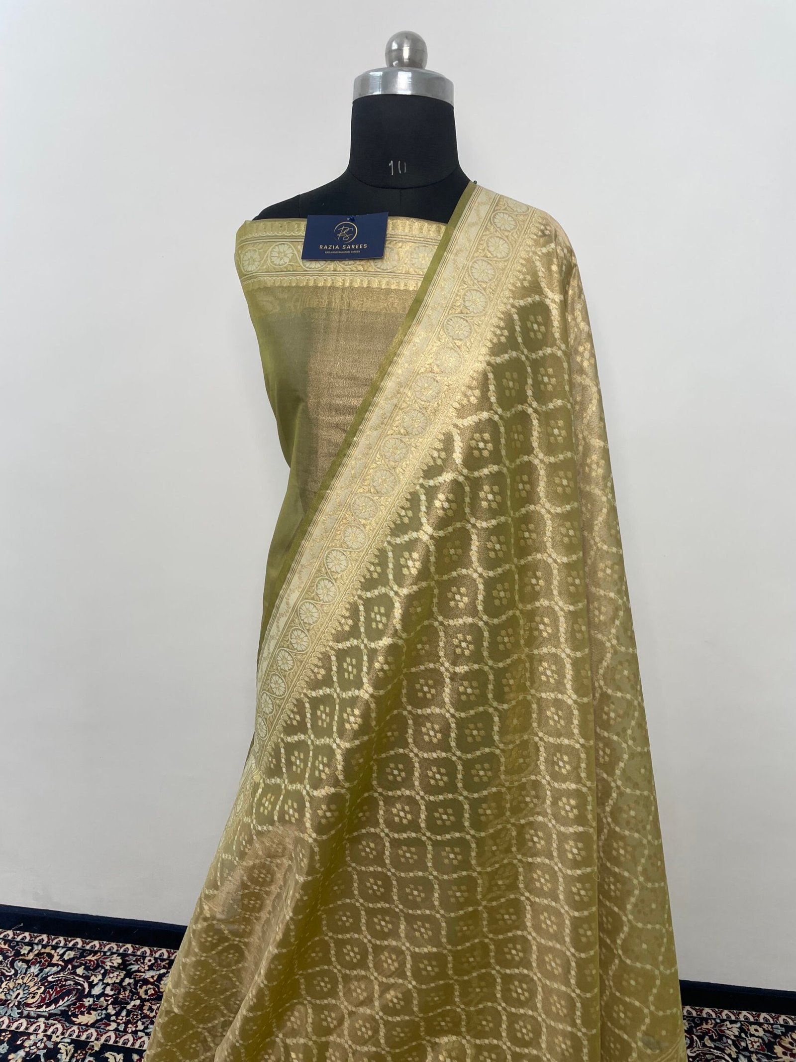 Pista Premium Jamdani Tissue Silk Saree - Image 2