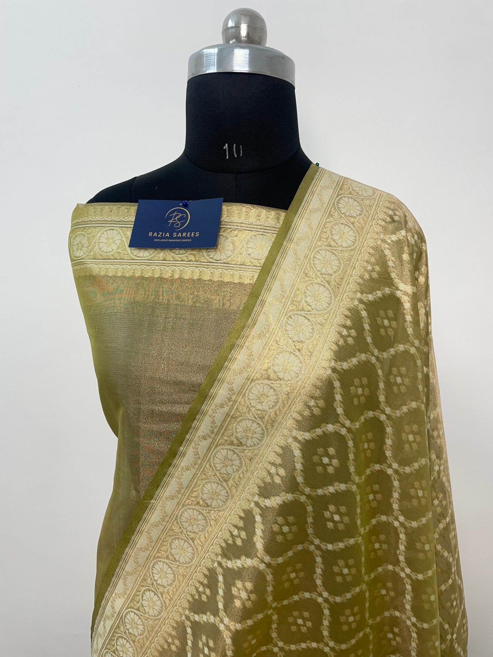 Pista Premium Jamdani Tissue Silk Saree