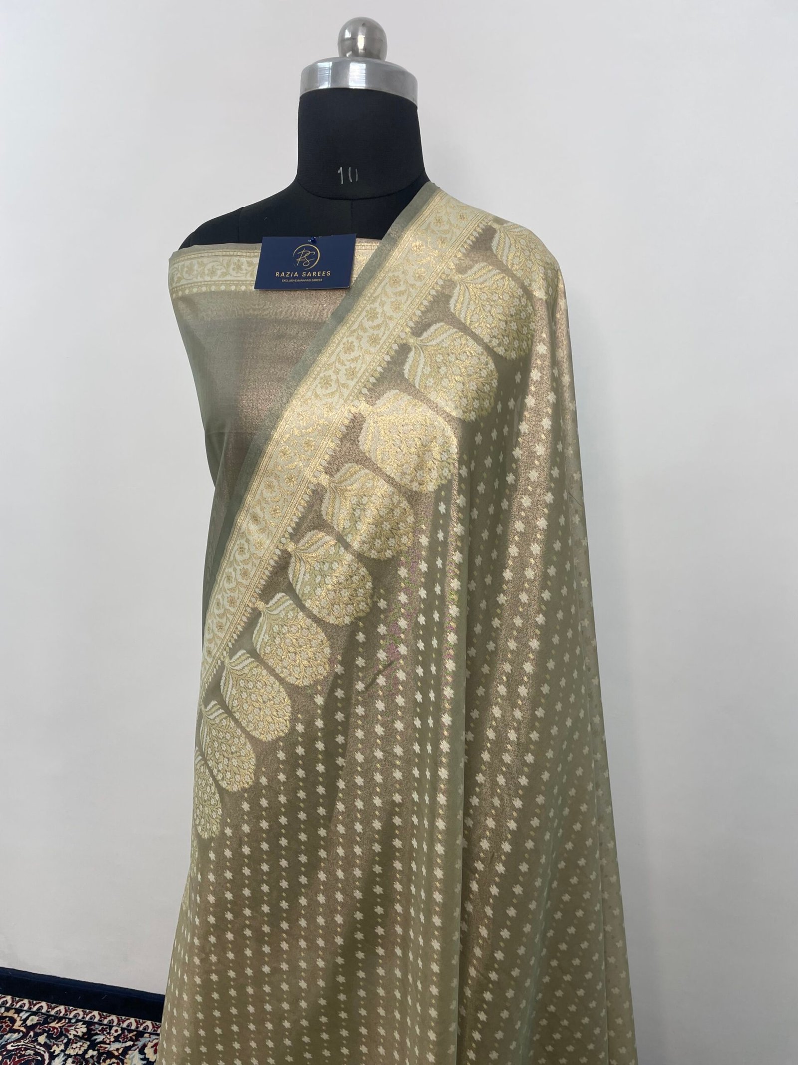 Grey Premium Jamdani Tissue Silk Saree - Image 2