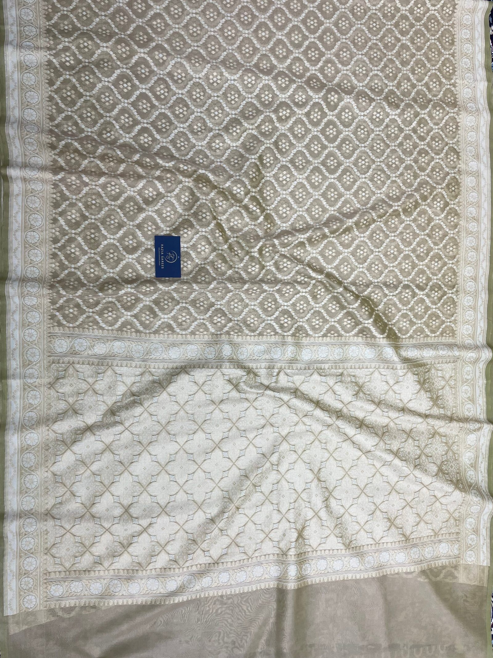 Pista Premium Jamdani Tissue Silk Saree - Image 4