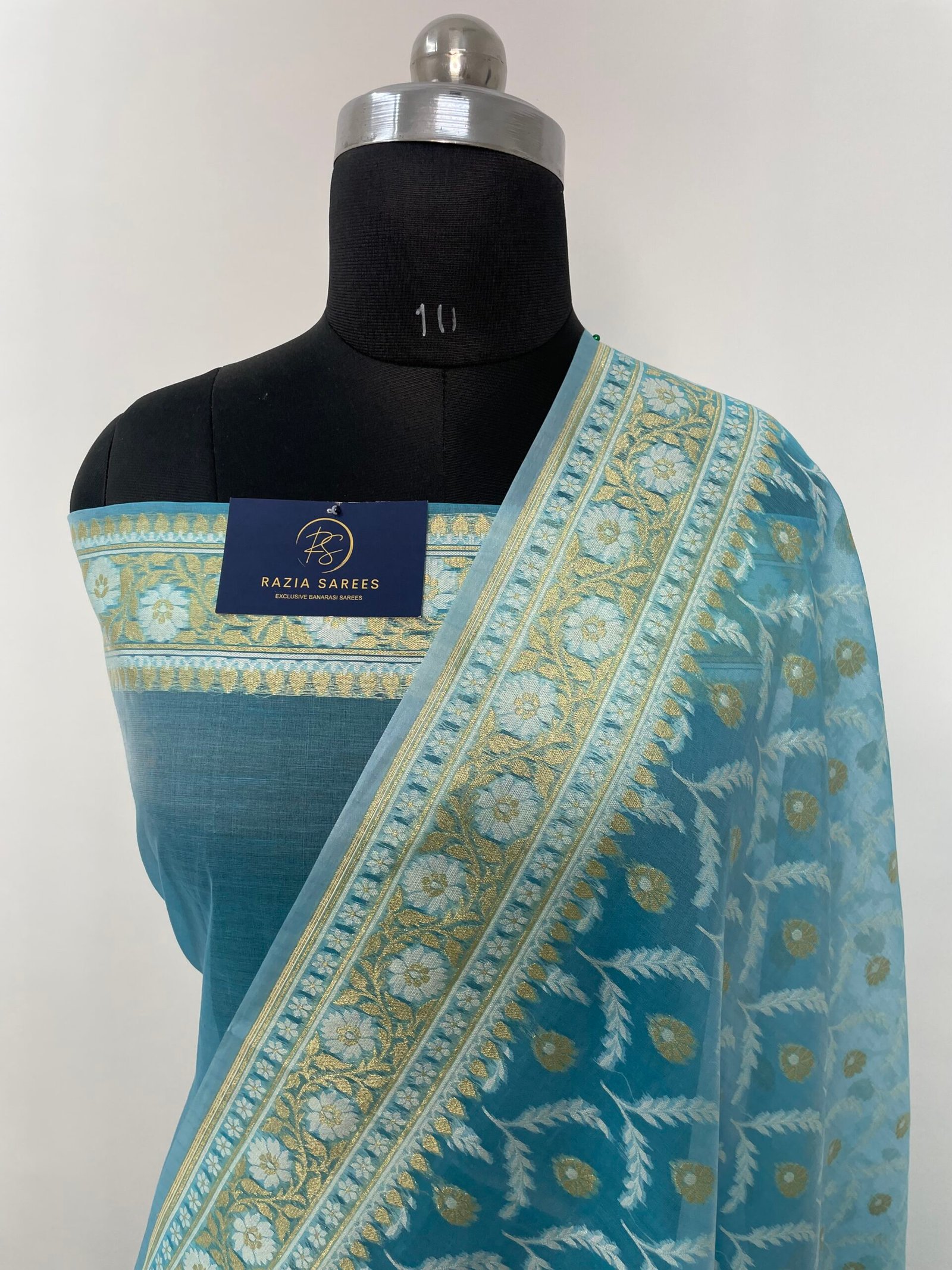 Blue Premium Jamdani Cotton Silk Saree