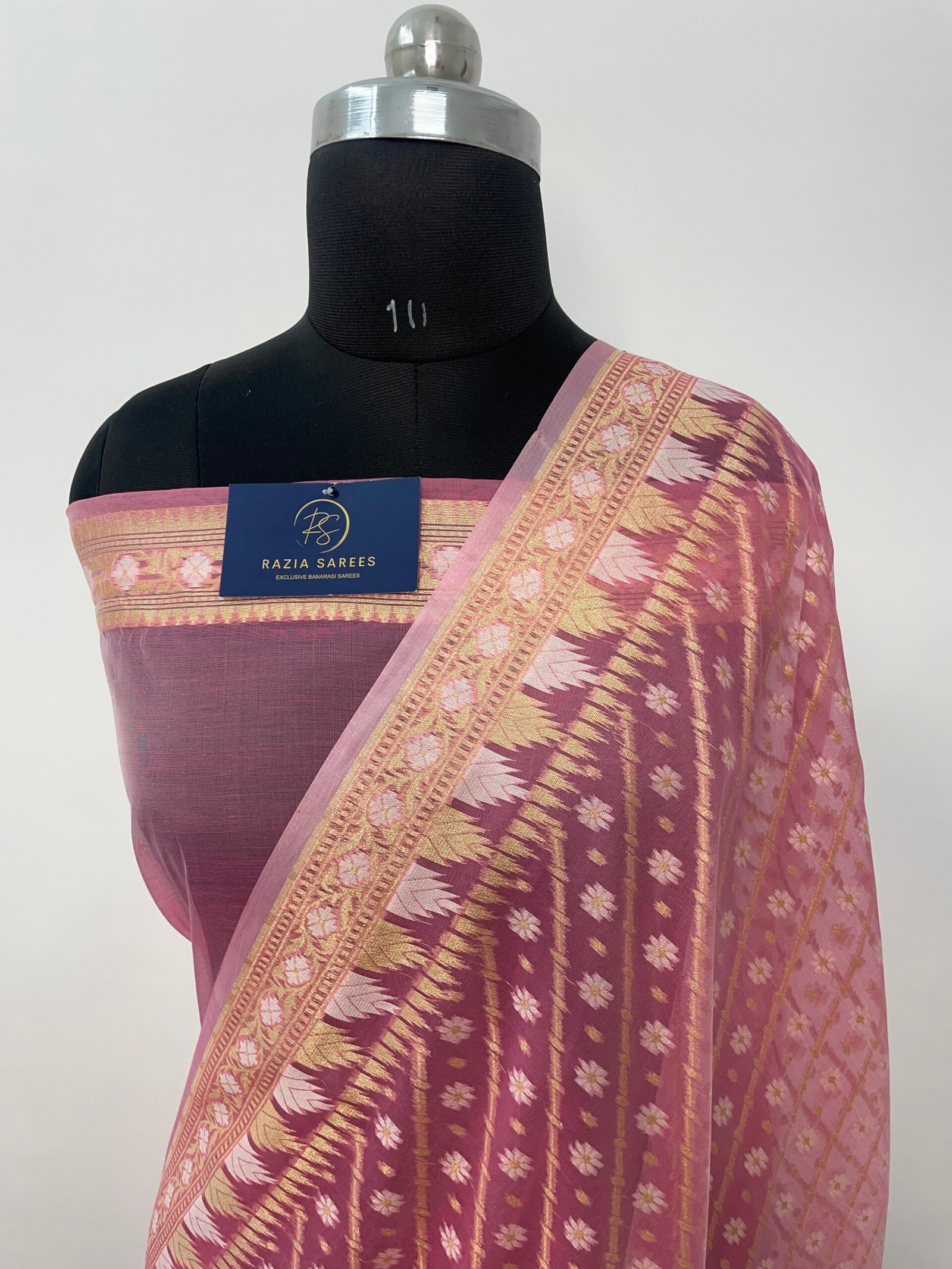 Pink Premium Jamdani Cotton Silk Saree
