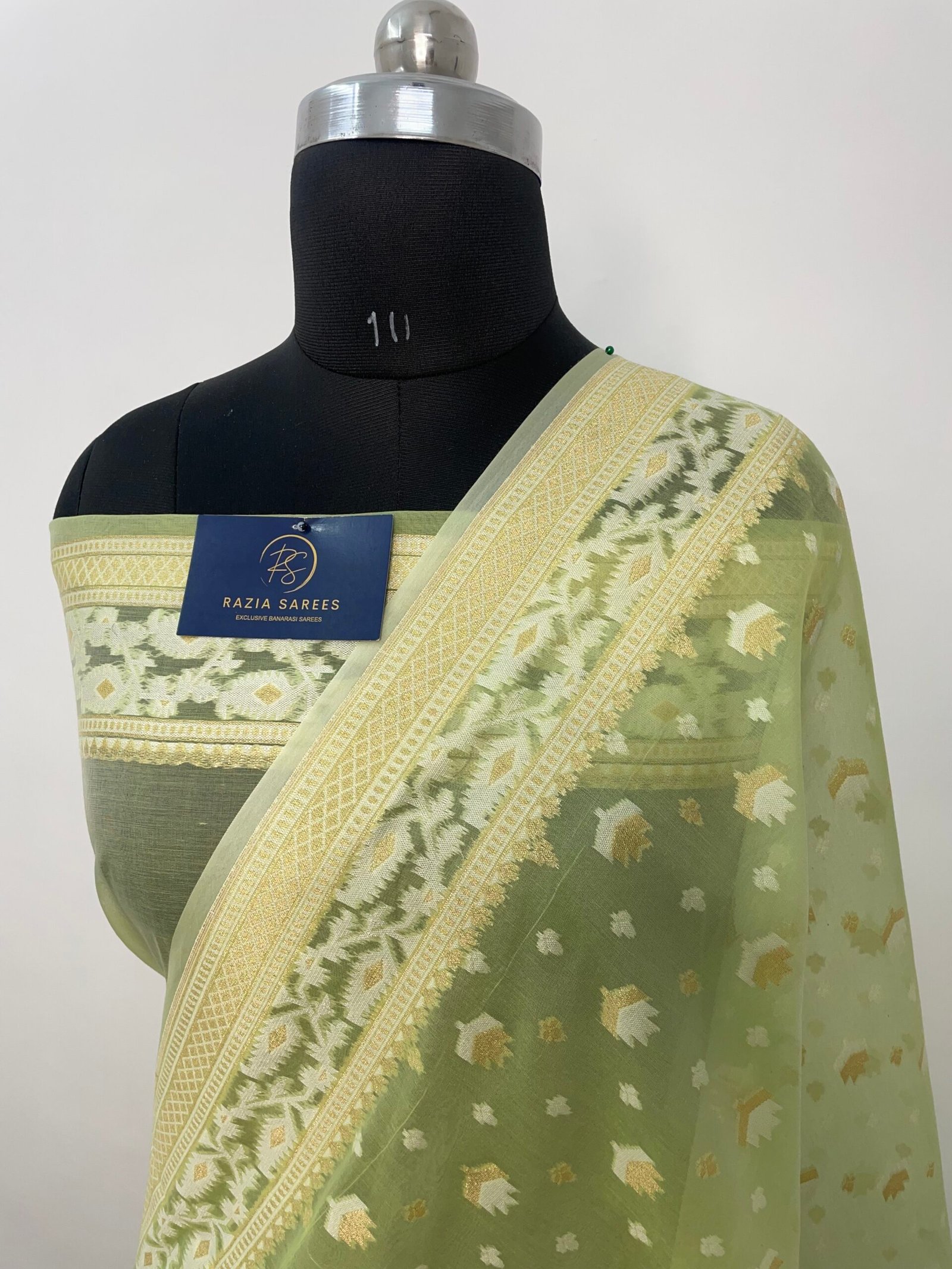 Pista Premium Jamdani Cotton Silk Saree