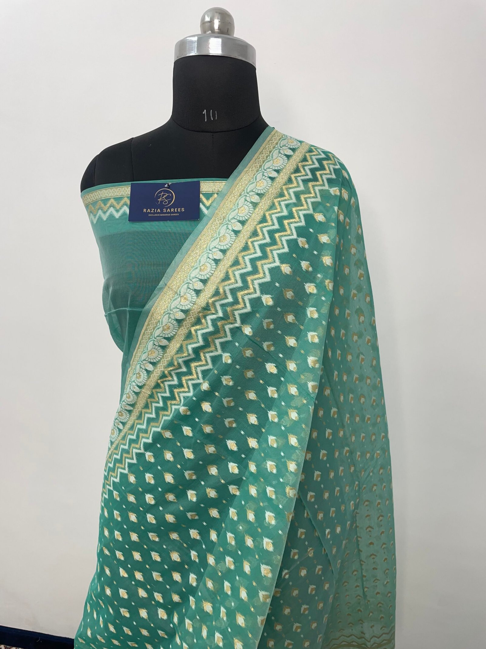 Sea Green Premium Cotton Silk Saree - Image 2
