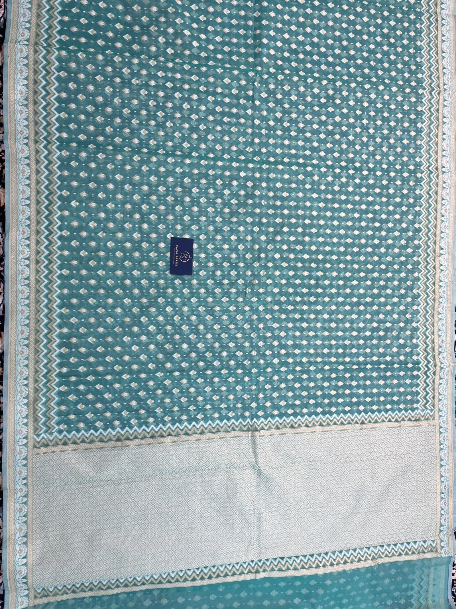 Sea Green Premium Cotton Silk Saree - Image 4