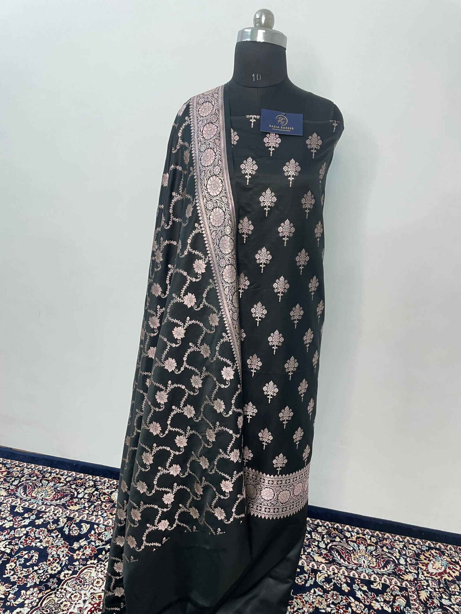 Black Premium Mashru Katan Suit - Image 2