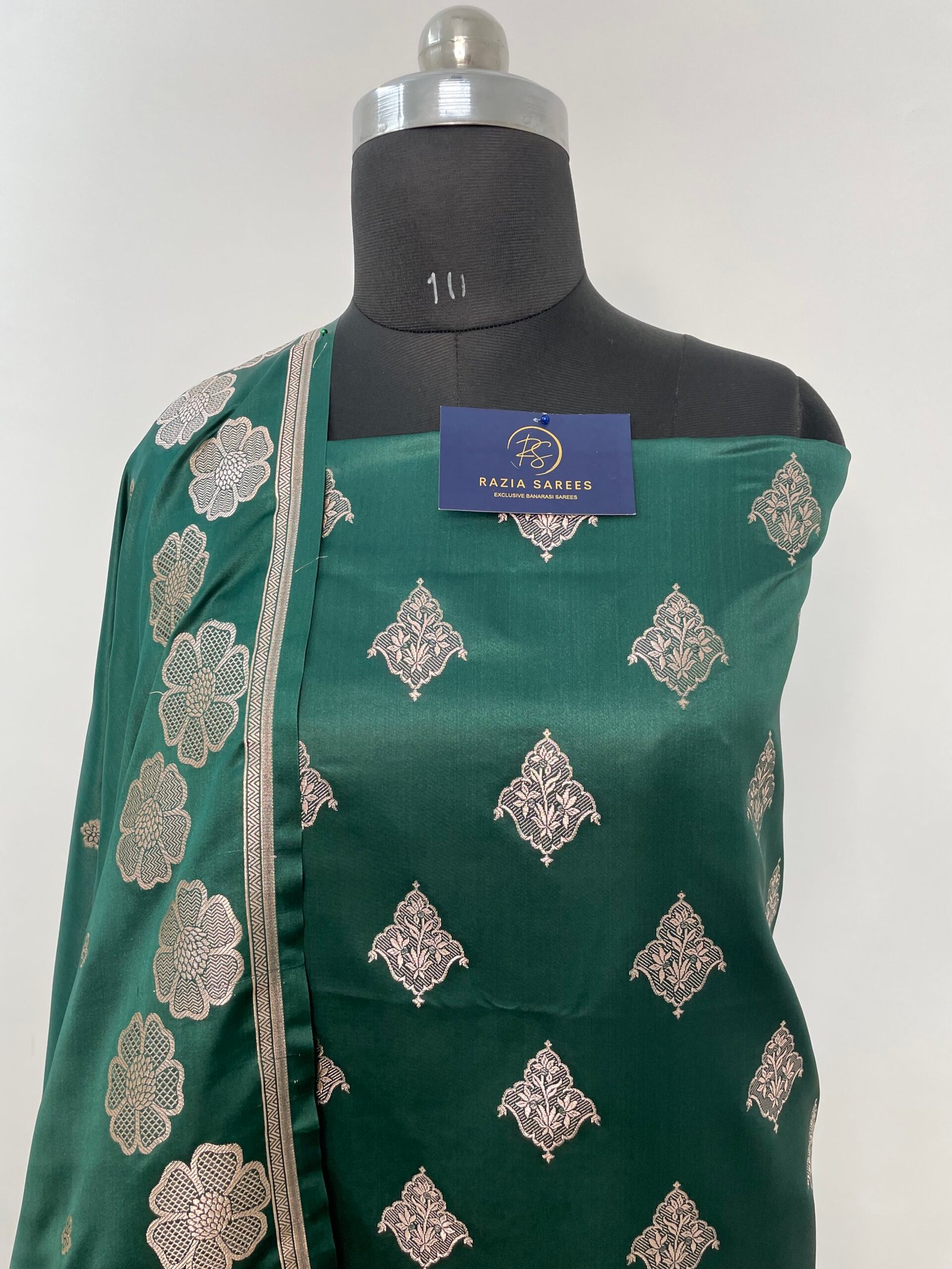Bottle Green Premium Mashru Katan Suit