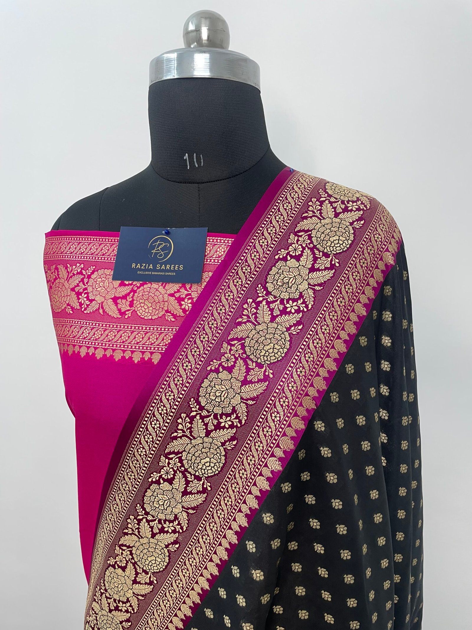 Black Rani Booti Premium Katan Silk Saree