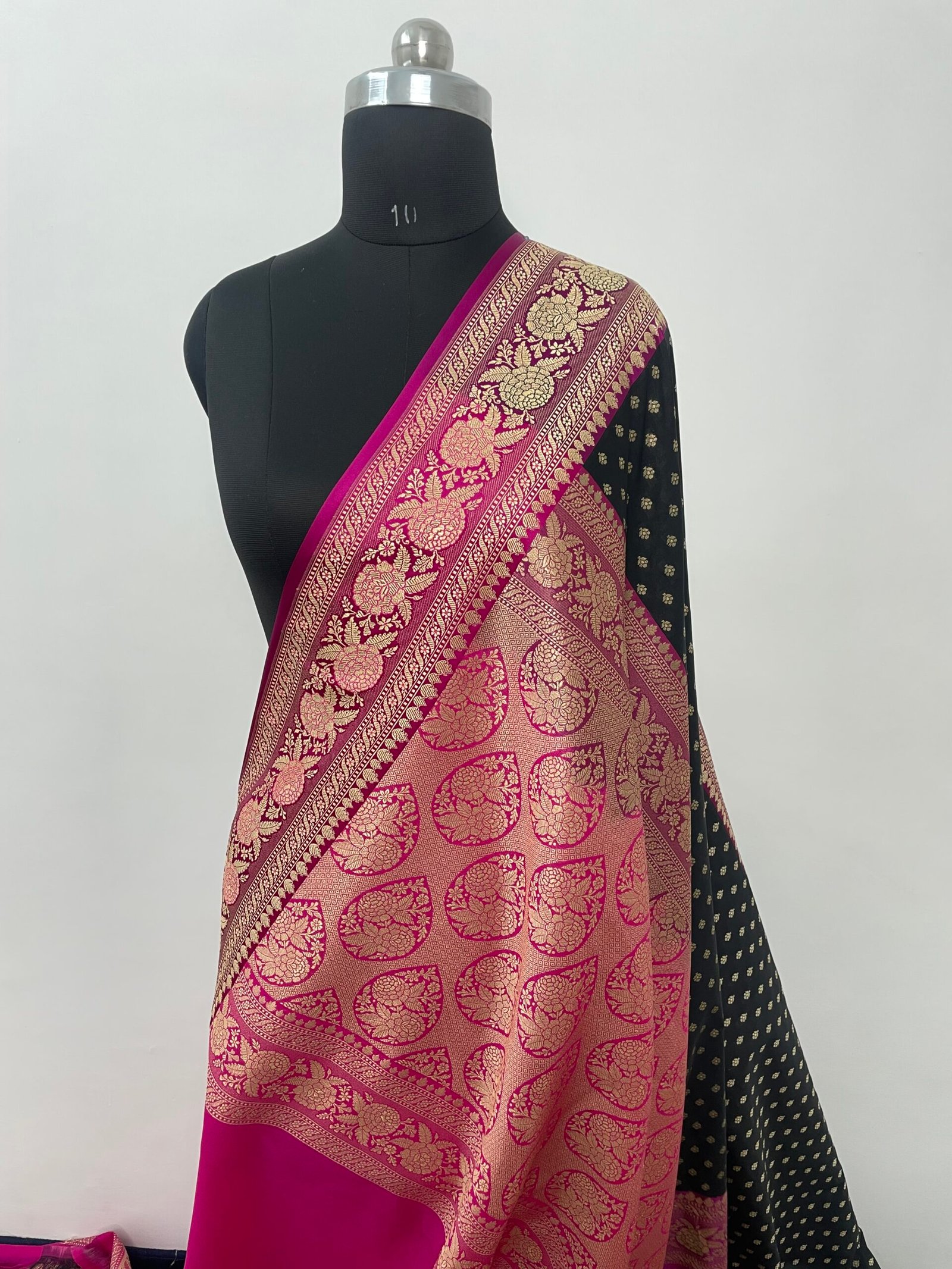 Black Rani Booti Premium Katan Silk Saree - Image 3