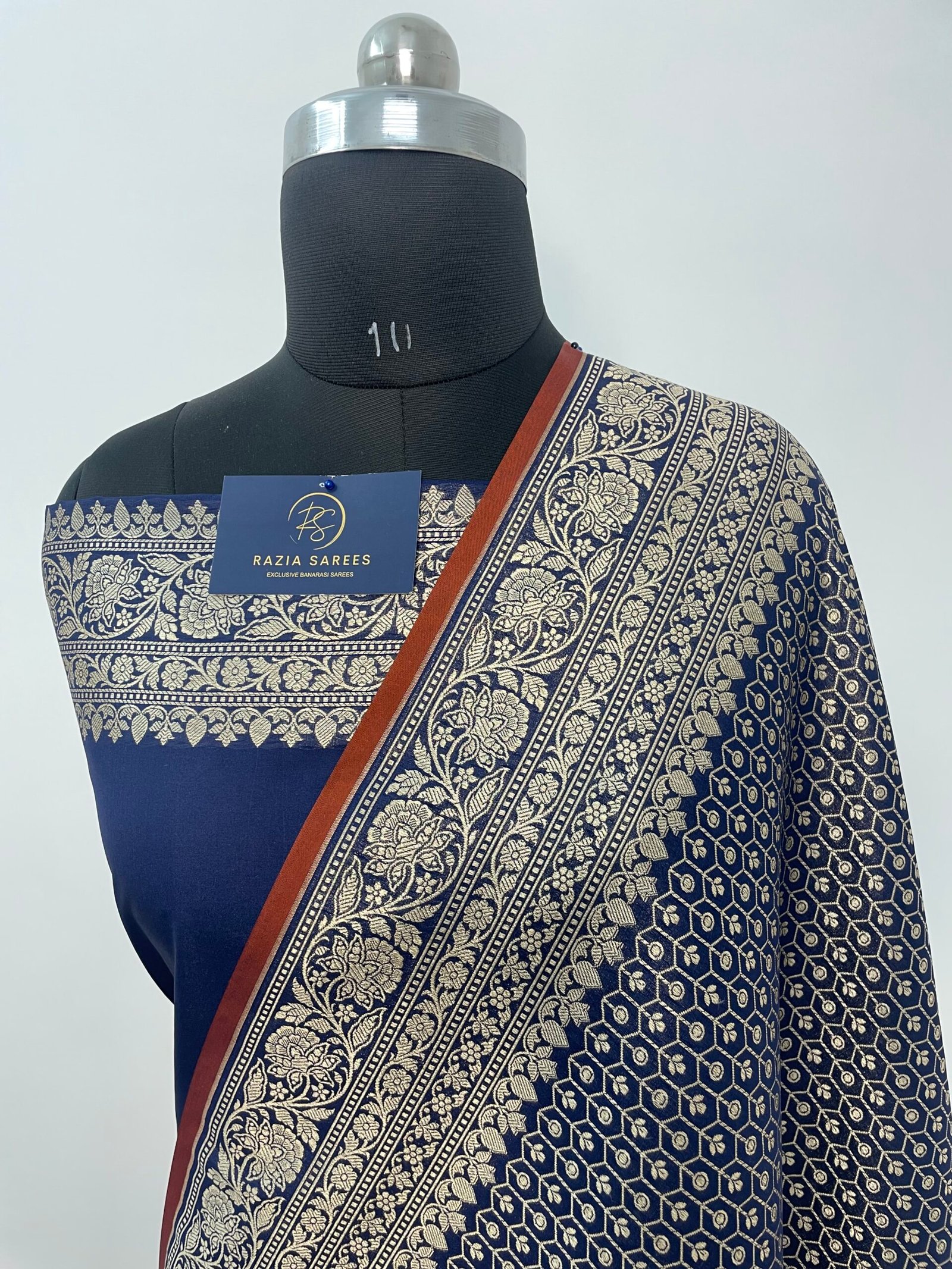 Navy Blue Brocade Premium Katan Silk Saree