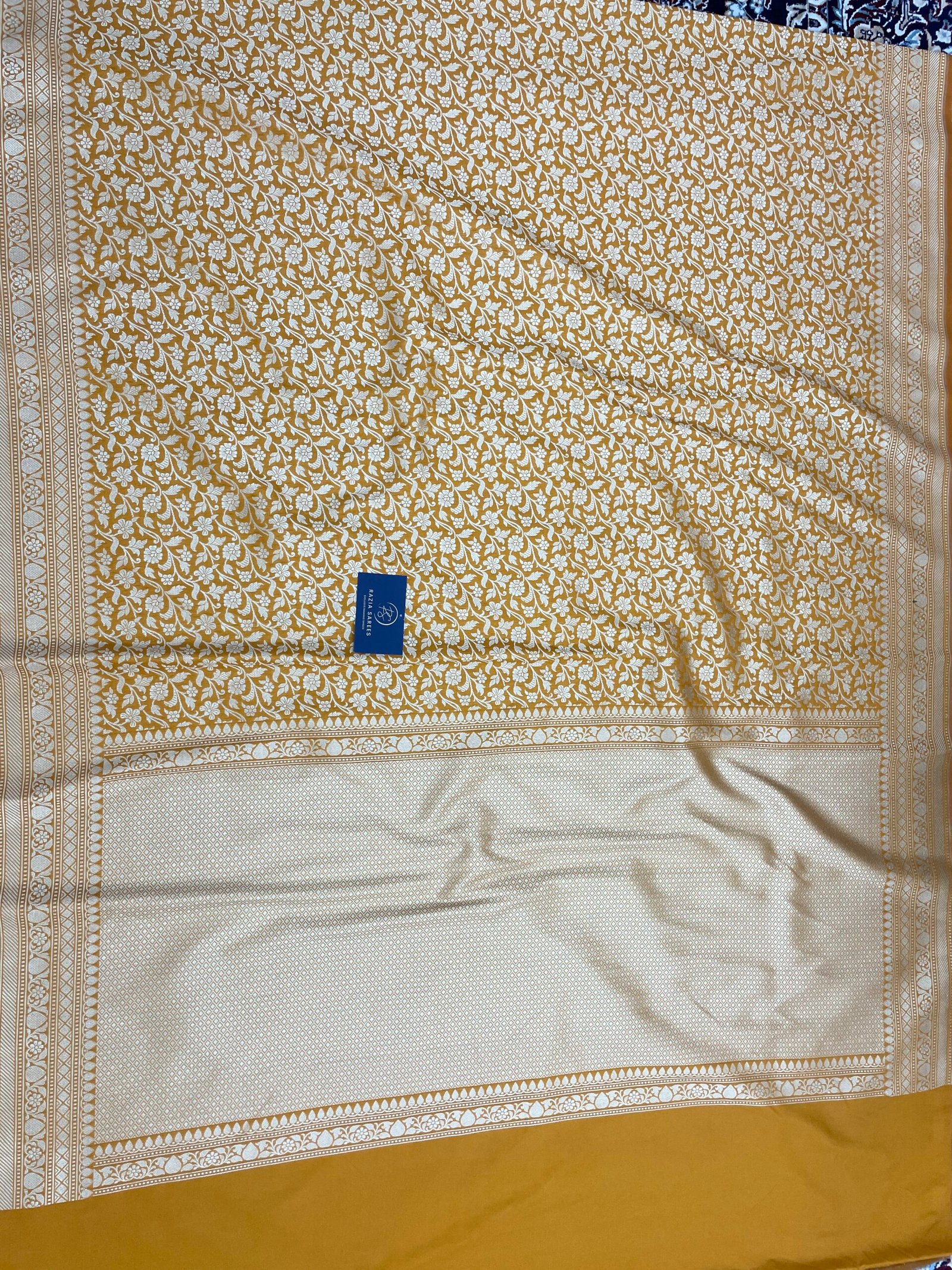 Yellow Jaal Brocade Premium Katan Silk Saree - Image 4