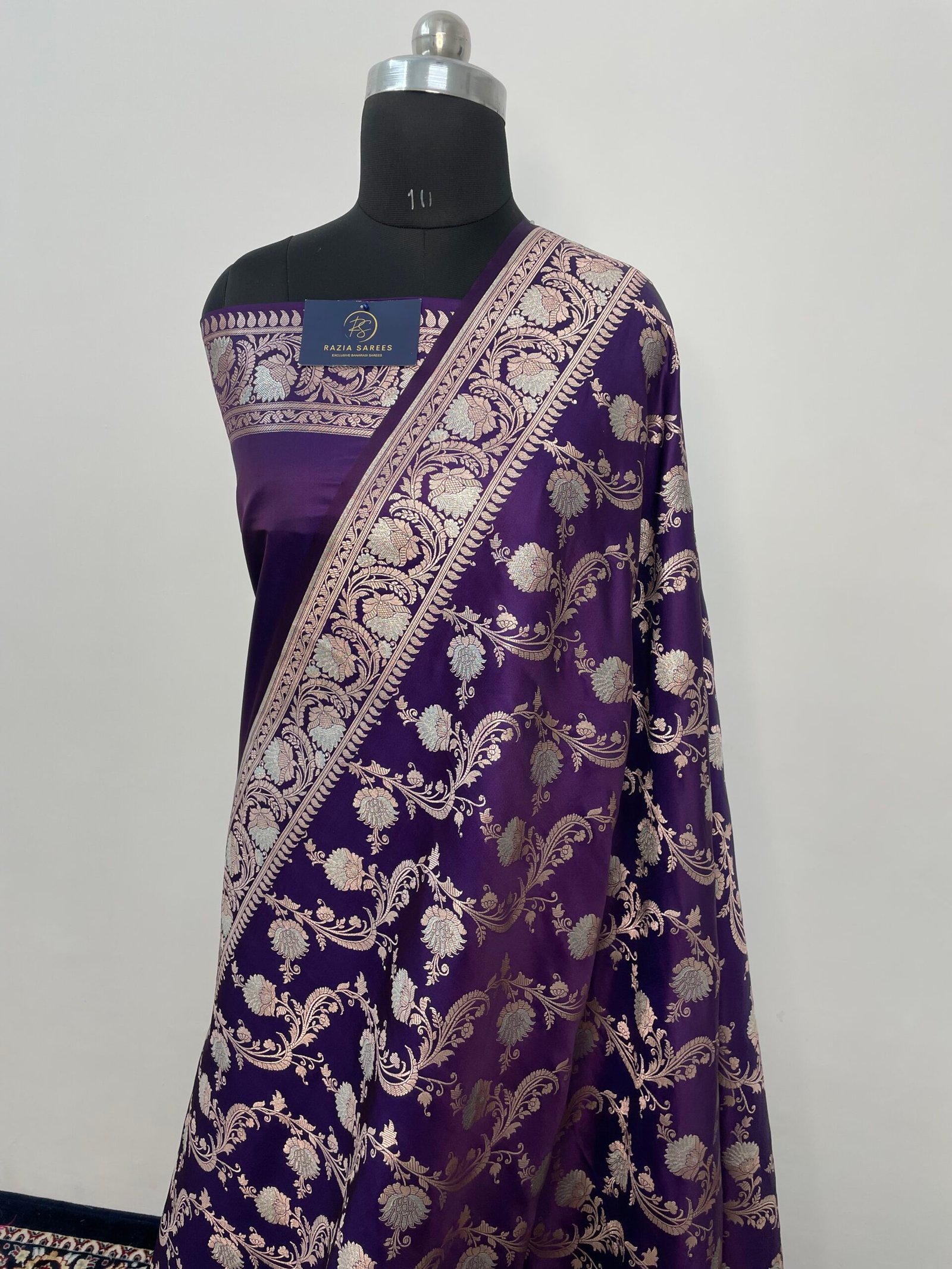 A. Begani Blue Meenakari Mashru Katan Silk Saree - Image 2