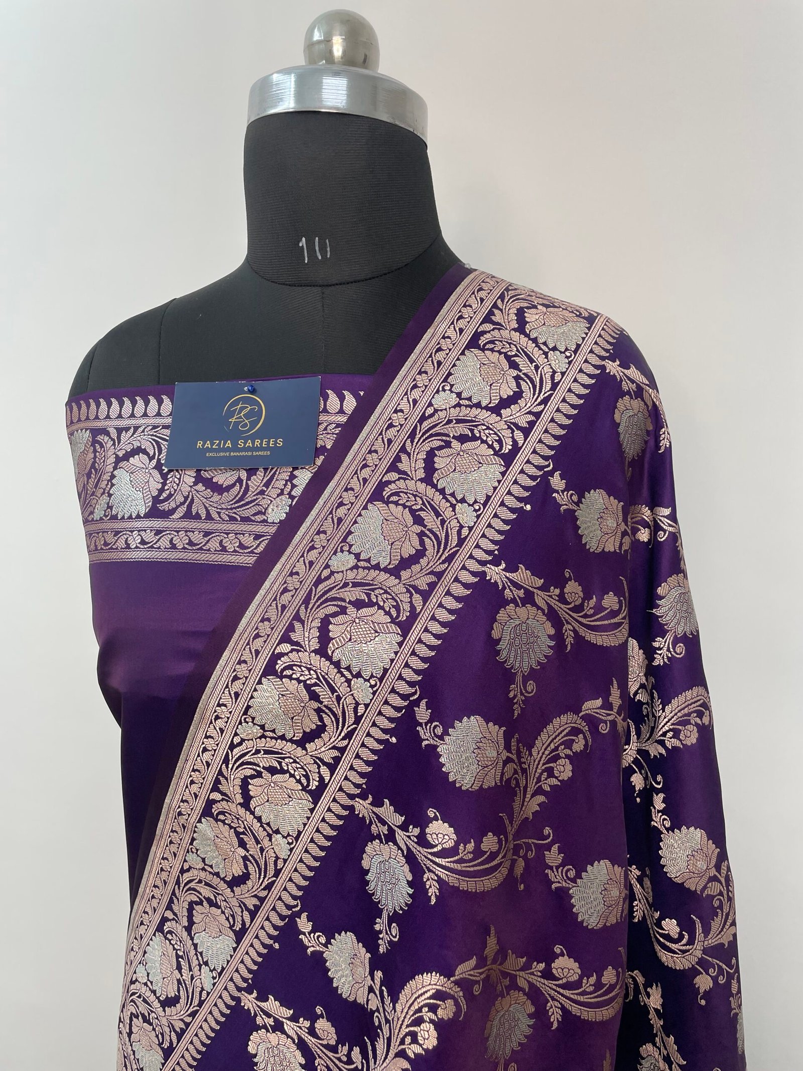 A. Begani Blue Meenakari Mashru Katan Silk Saree