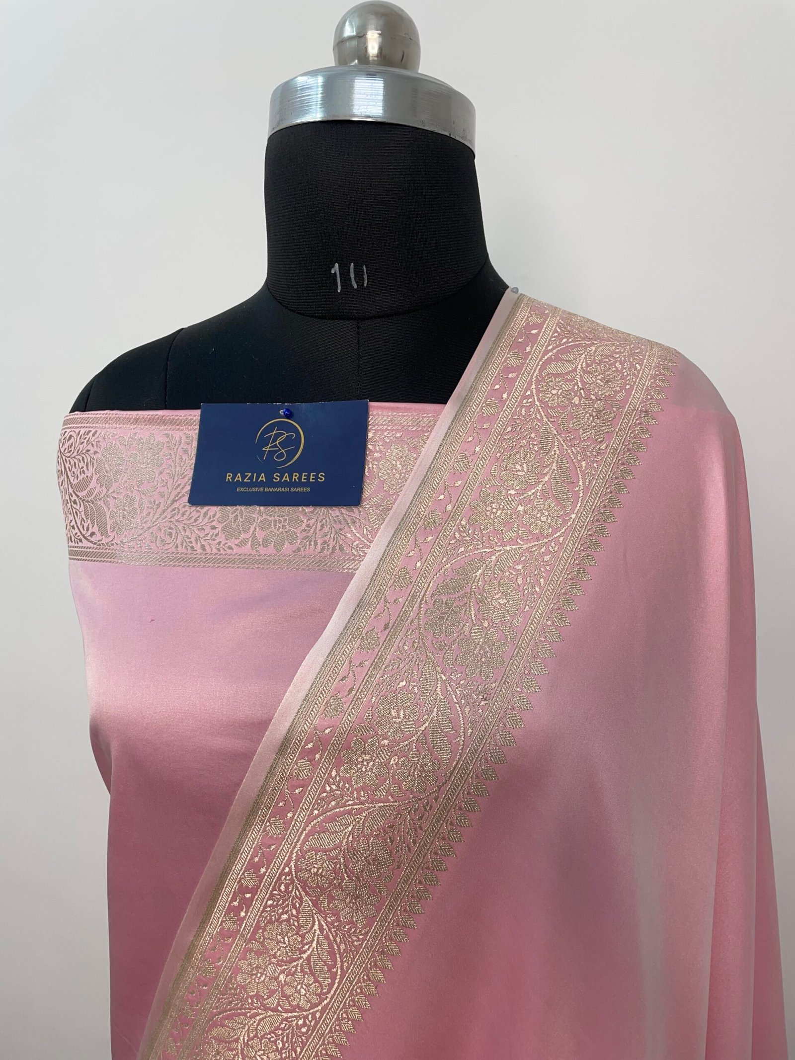 A. Baby Pink Plain Mashru Katan Silk Saree