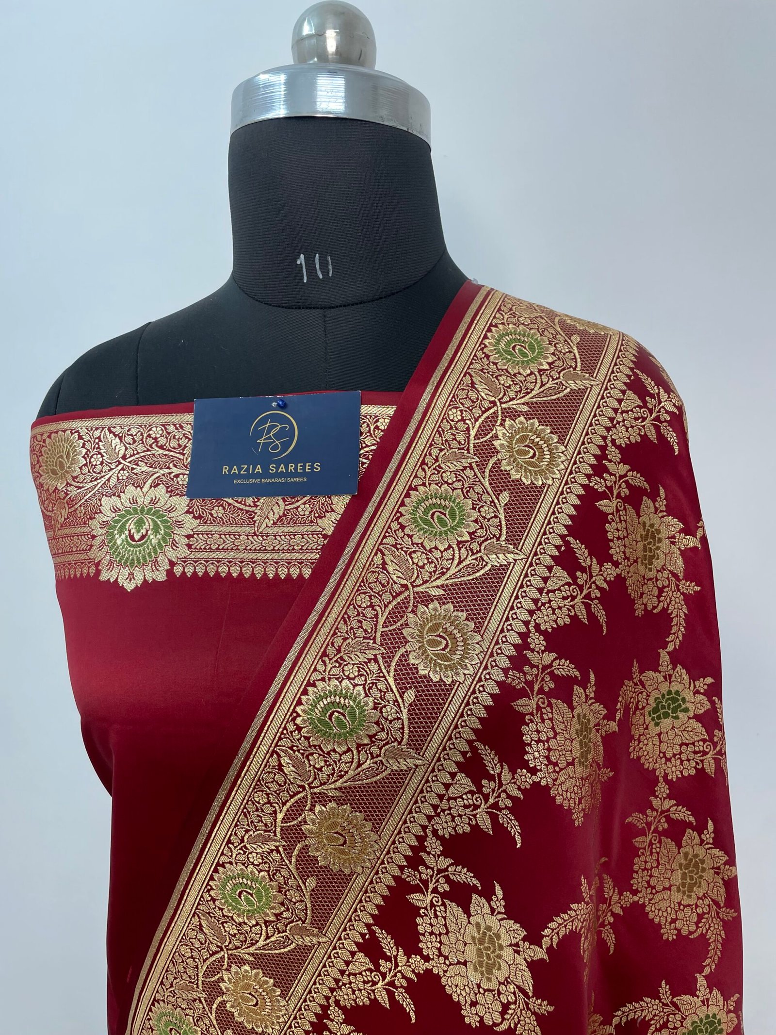 Mehroon Meenakari Satin Katan Silk Saree