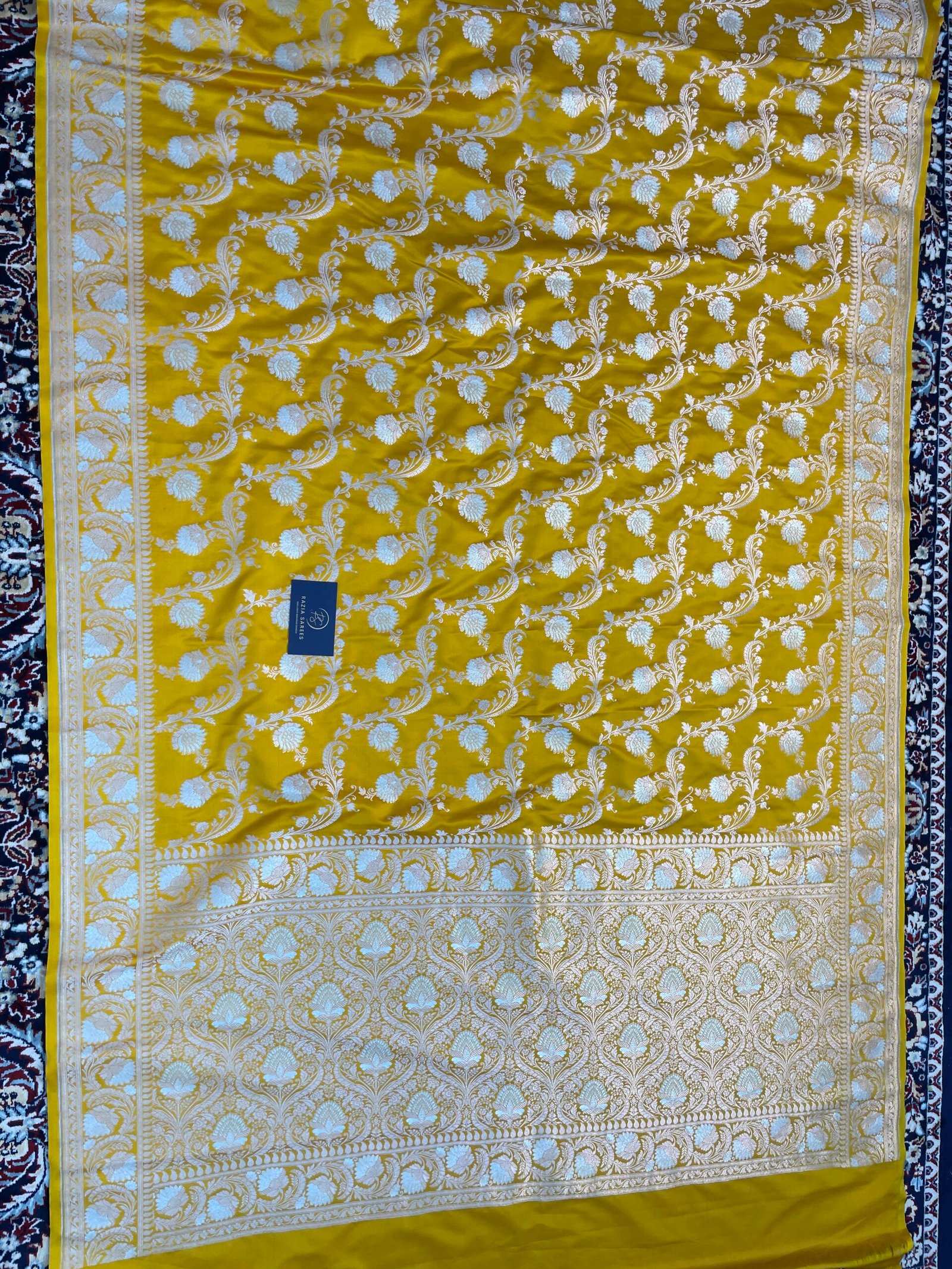 Yellow Meenakari Mashru Katan Silk Saree - Image 4