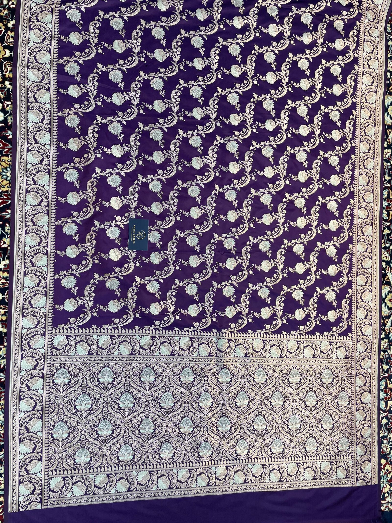 A. Begani Blue Meenakari Mashru Katan Silk Saree - Image 4