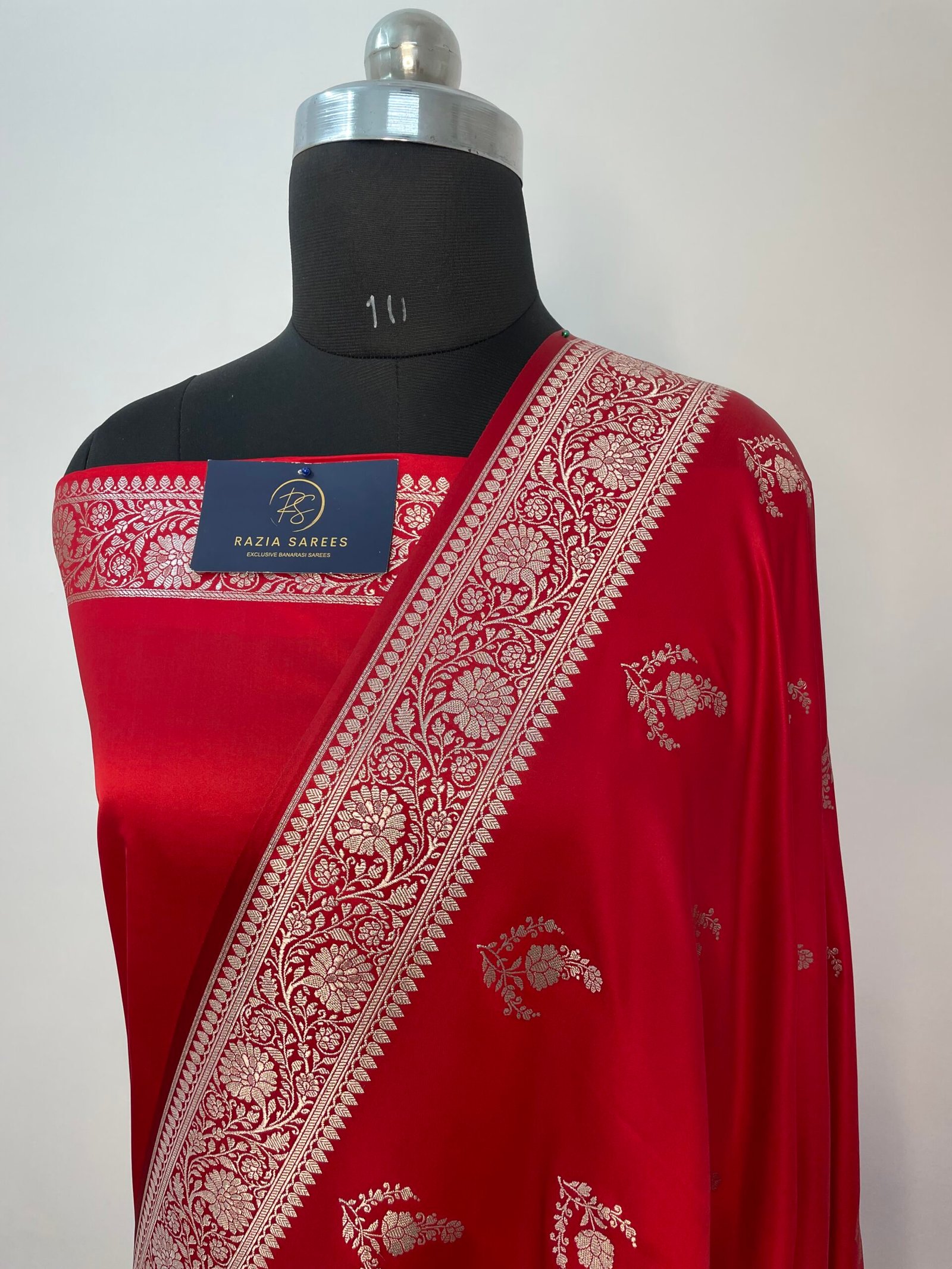 Red Boota Mashru Katan Silk Saree