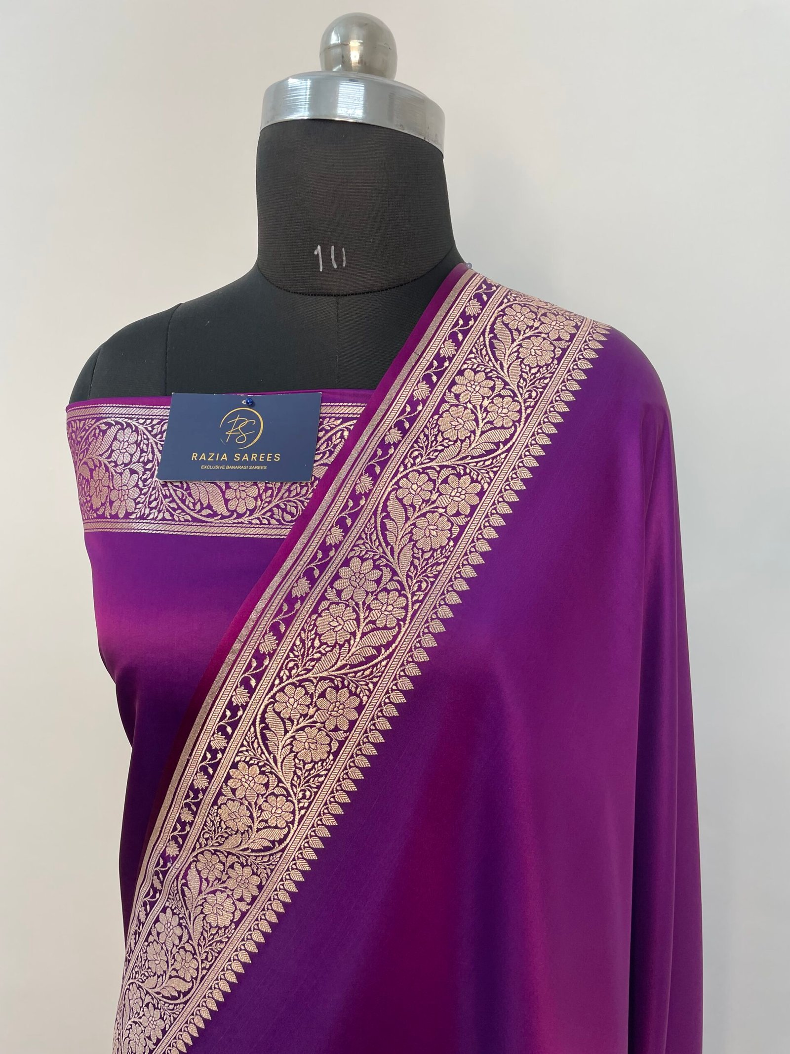 Begani Plain Mashru Katan Silk Saree