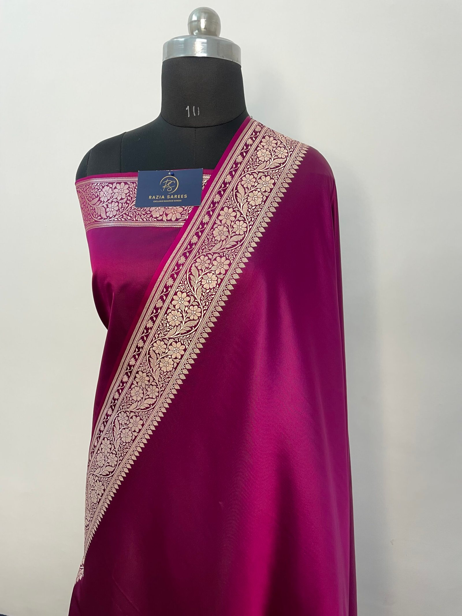 Purple Plain Mashru Katan Silk Saree - Image 2