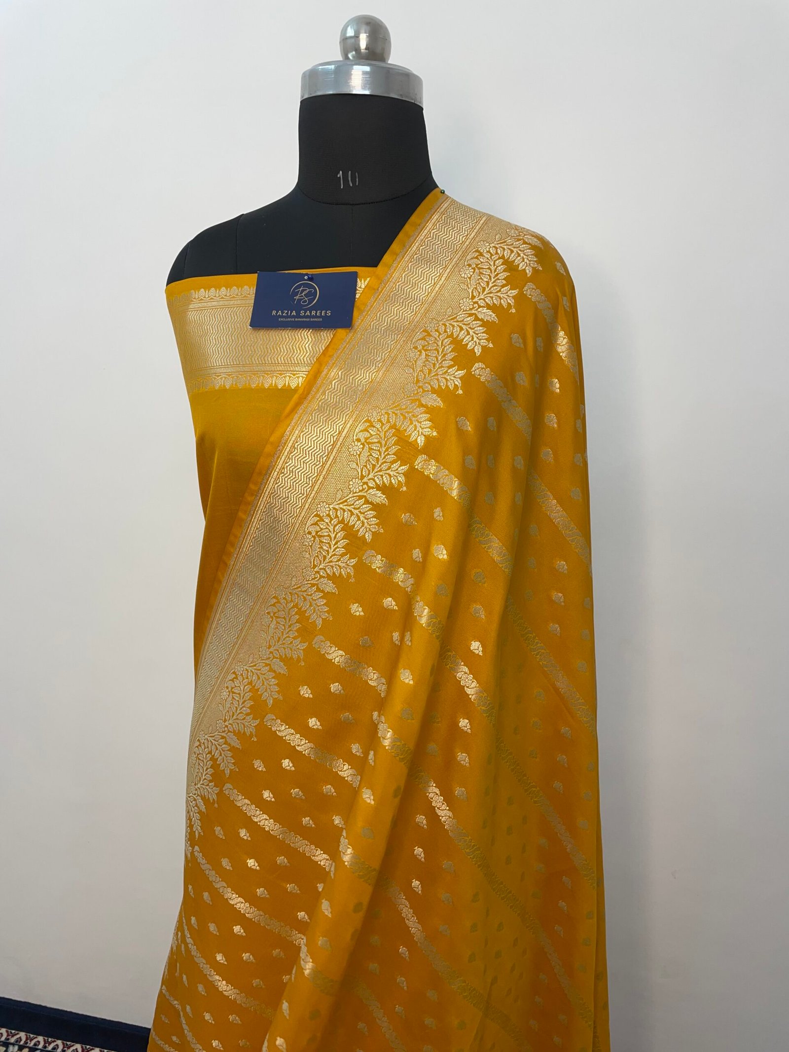 Yellow Booti Premium Katan Silk Saree - Image 2