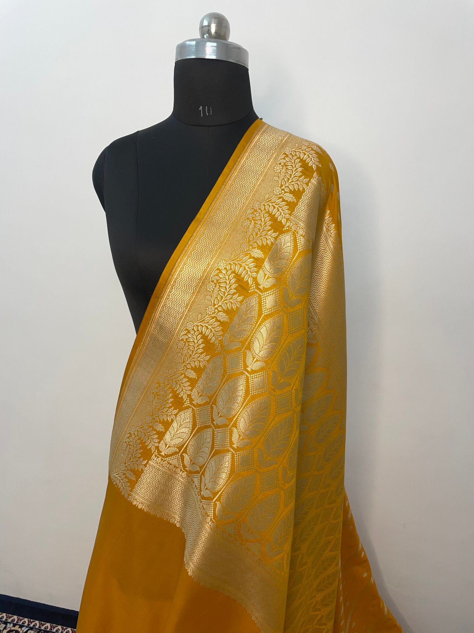 Yellow Booti Premium Katan Silk Saree - Image 3