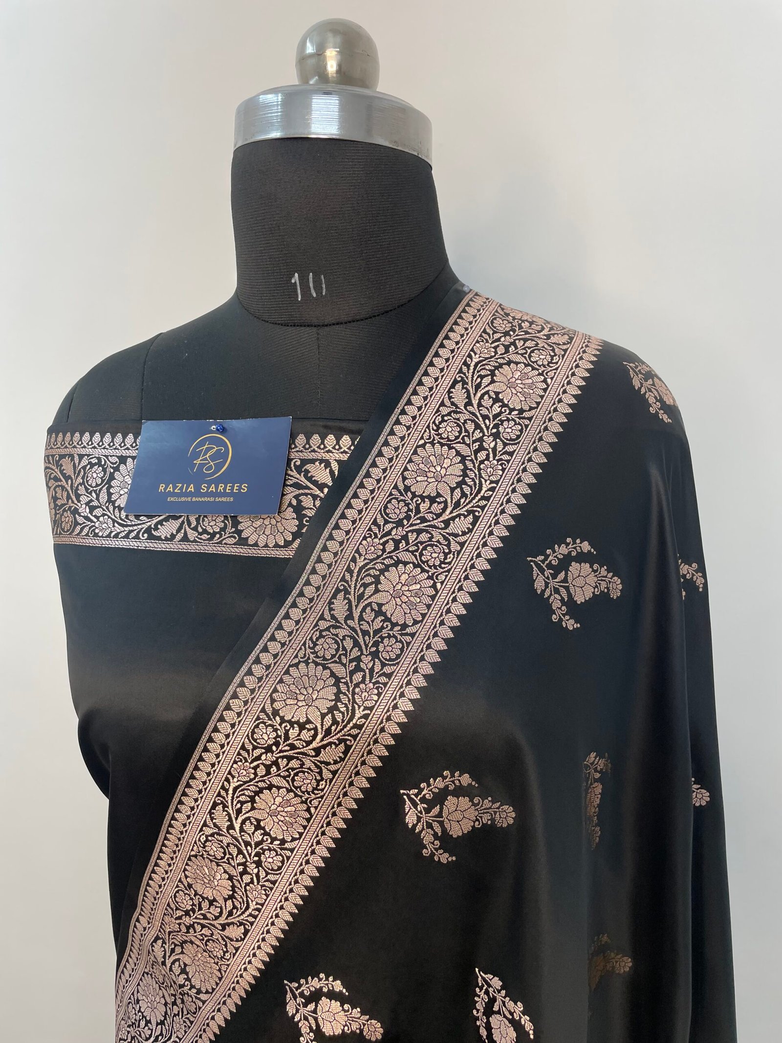 Black Boota Mashru Katan Silk Saree