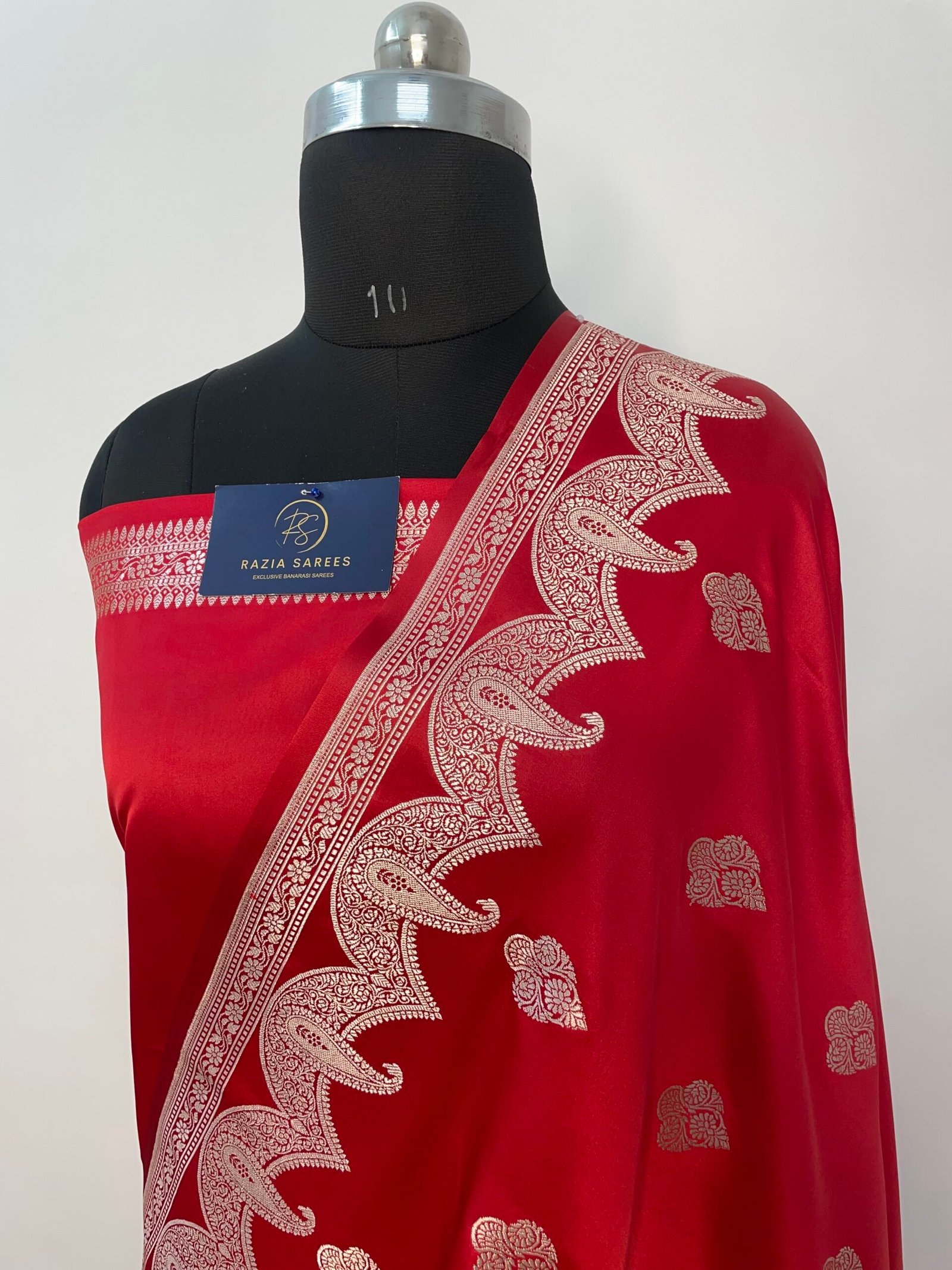B. Red Boota Mashru Katan Silk Saree