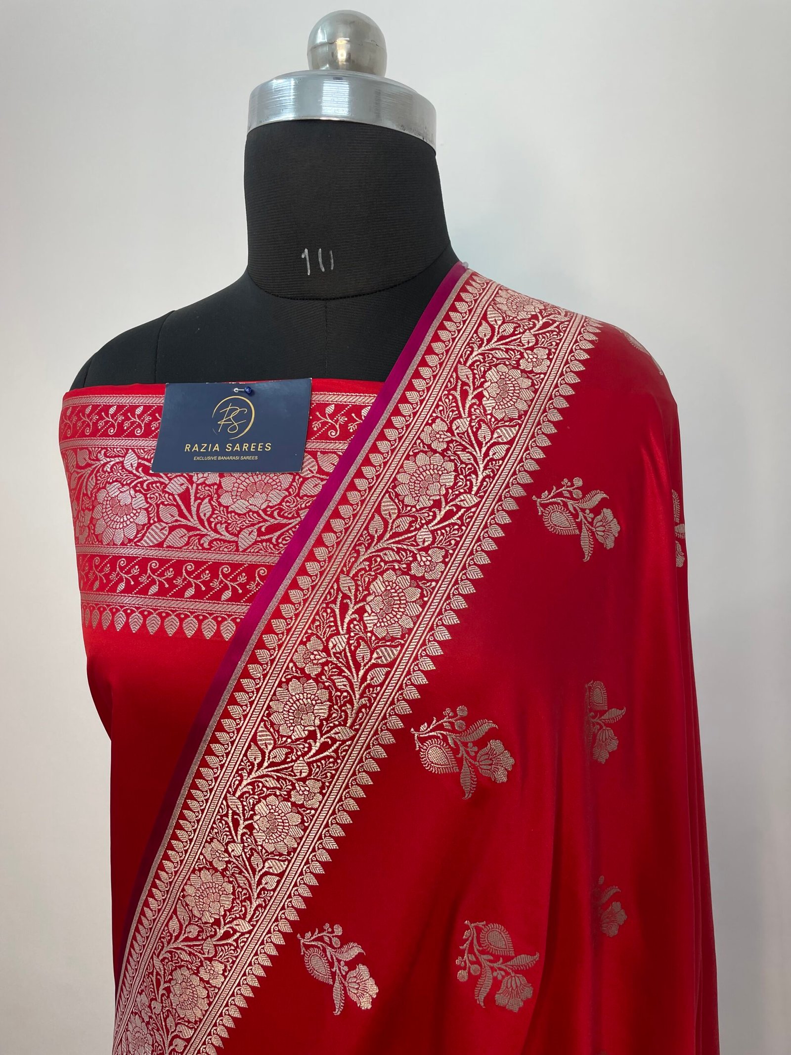Red Boota Mashru Katan Silk Saree