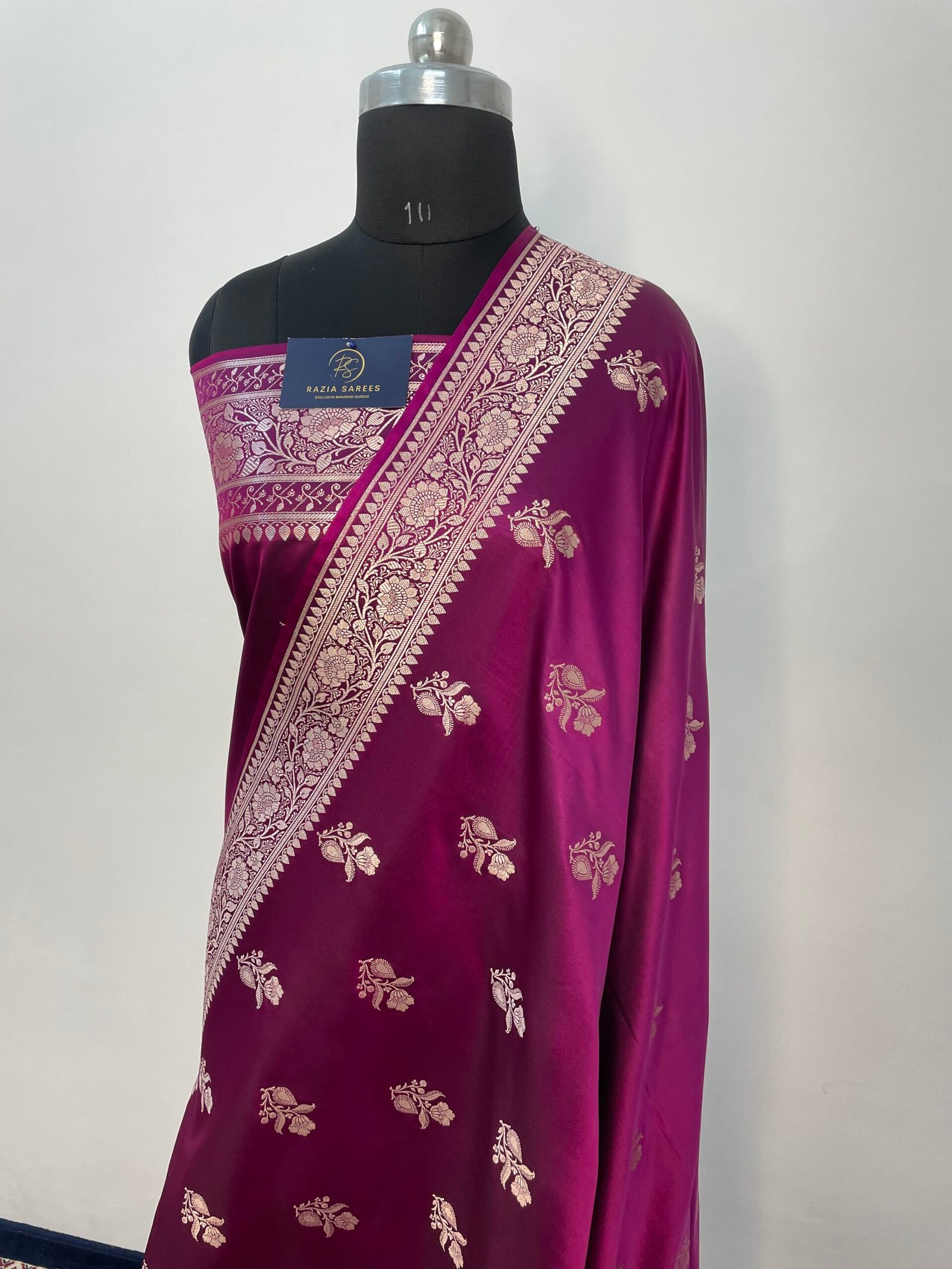 Purple Boota Mashru Katan Silk Saree - Image 2