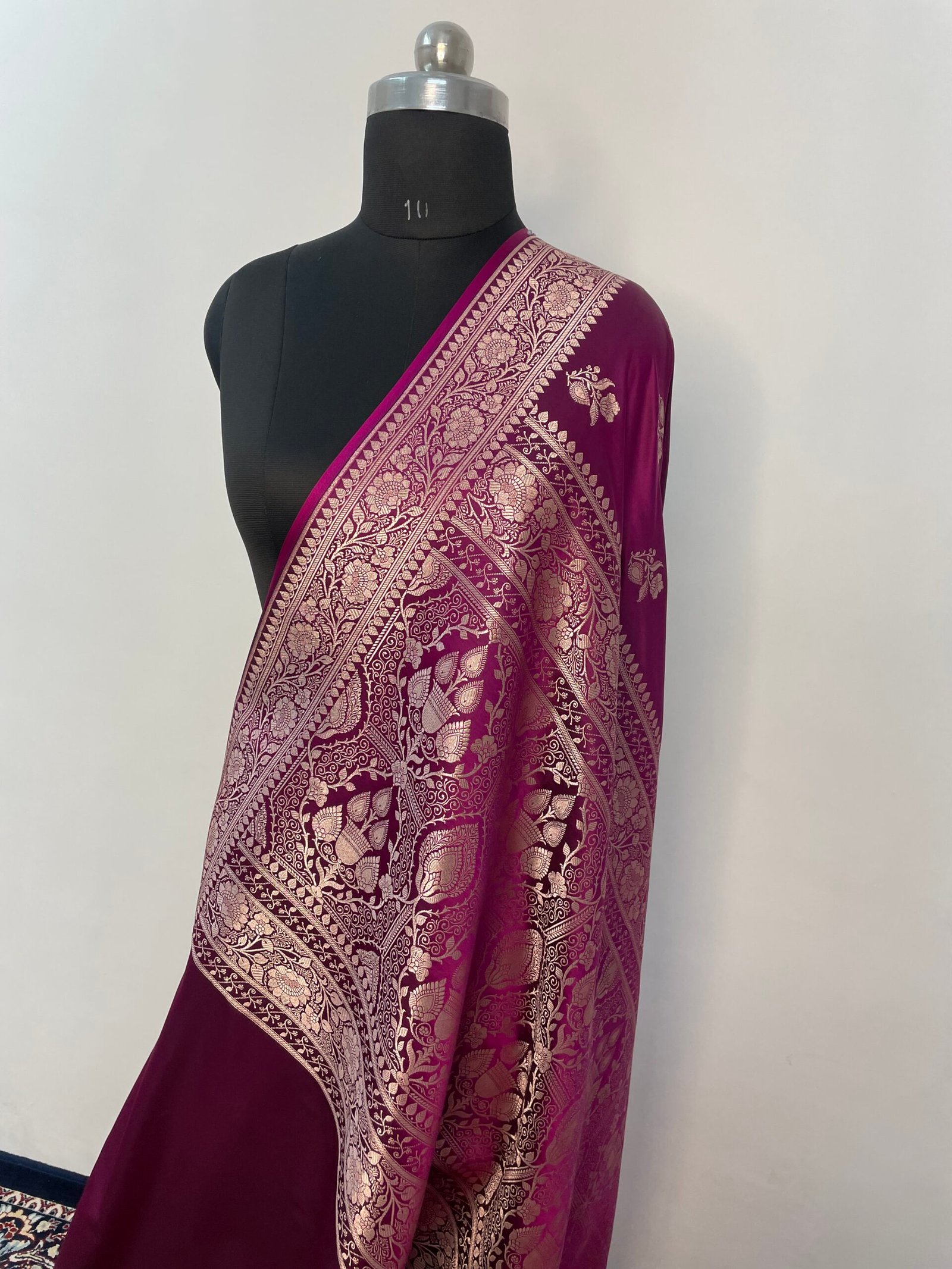 Purple Boota Mashru Katan Silk Saree - Image 3