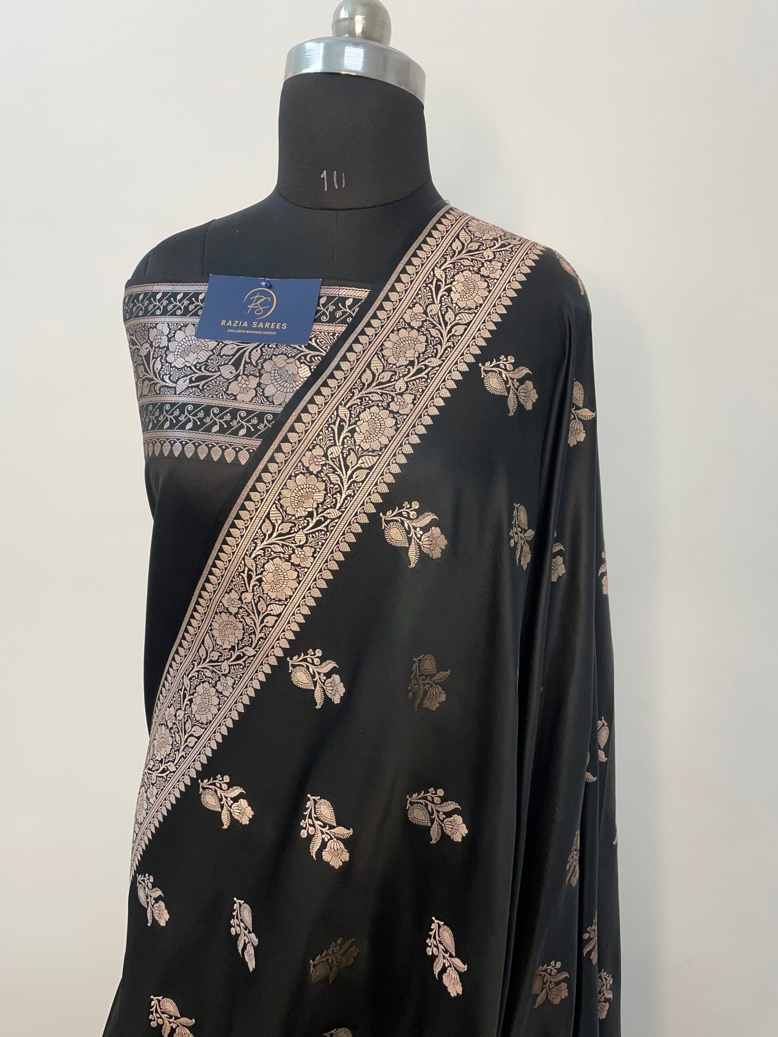 Black Boota Mashru Katan Silk Saree - Image 2