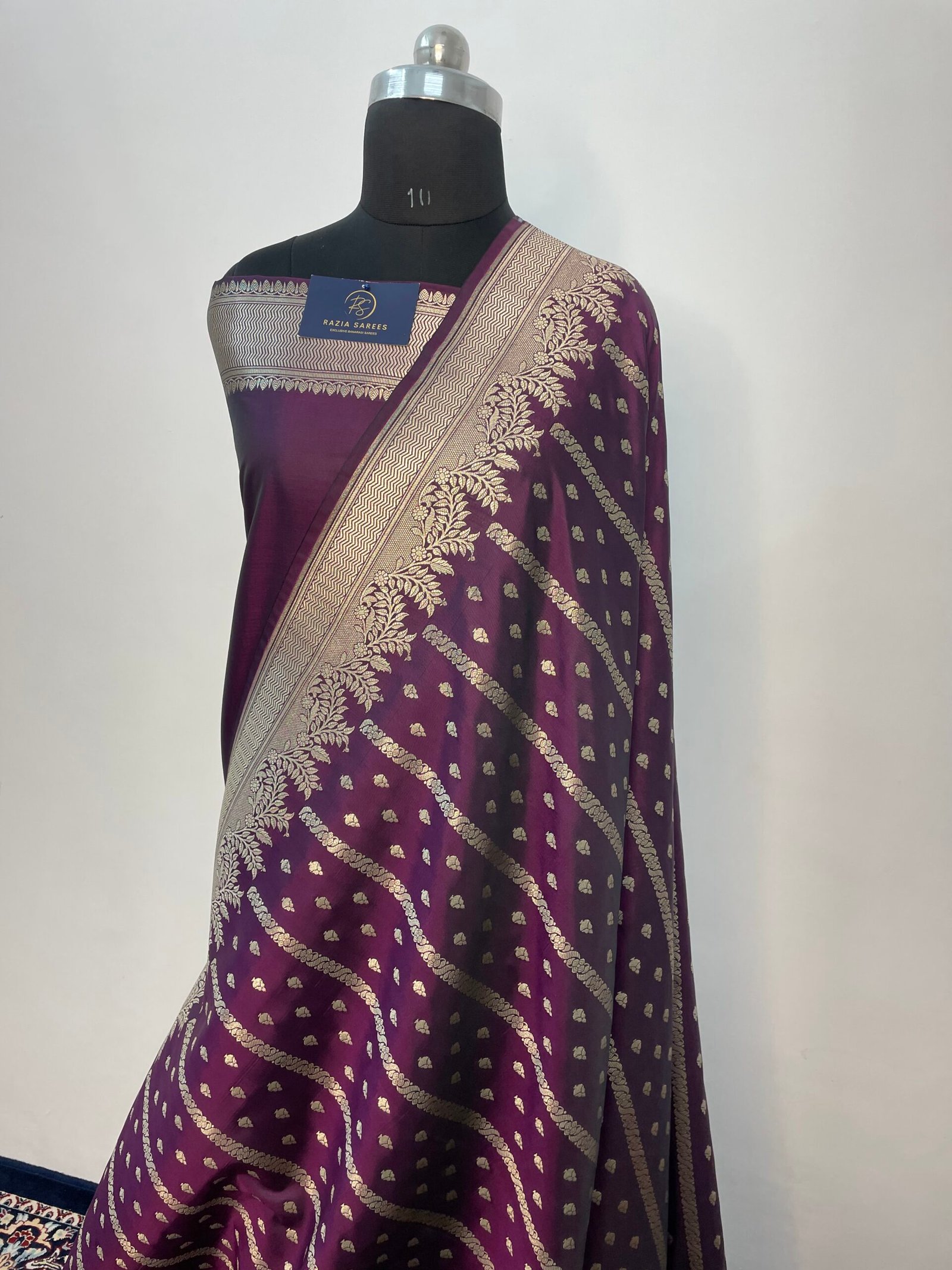 Purple Booti Premium Katan Silk Saree - Image 2